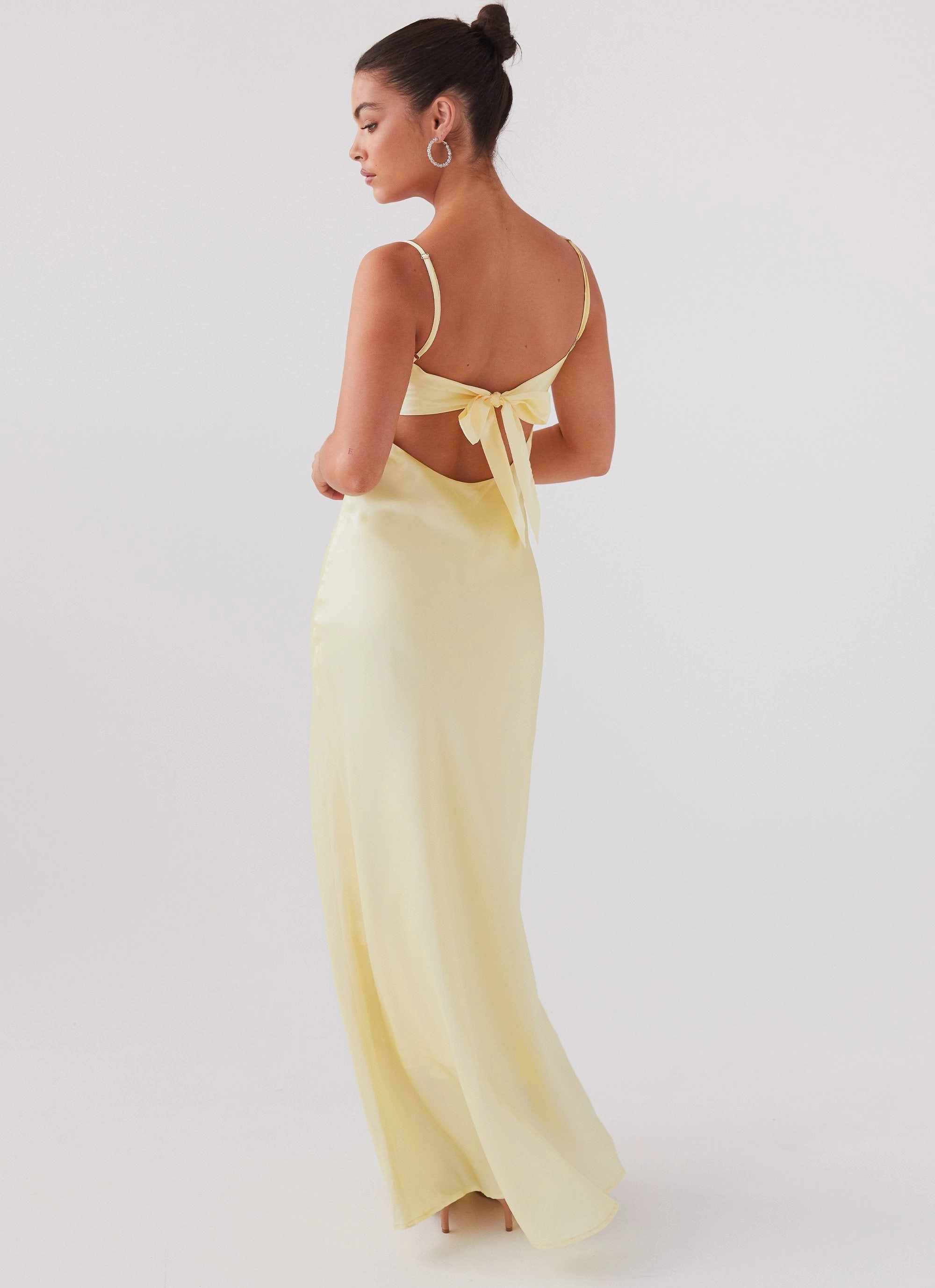 Perfect Cut Flora Satin Maxi Dress - Lemon