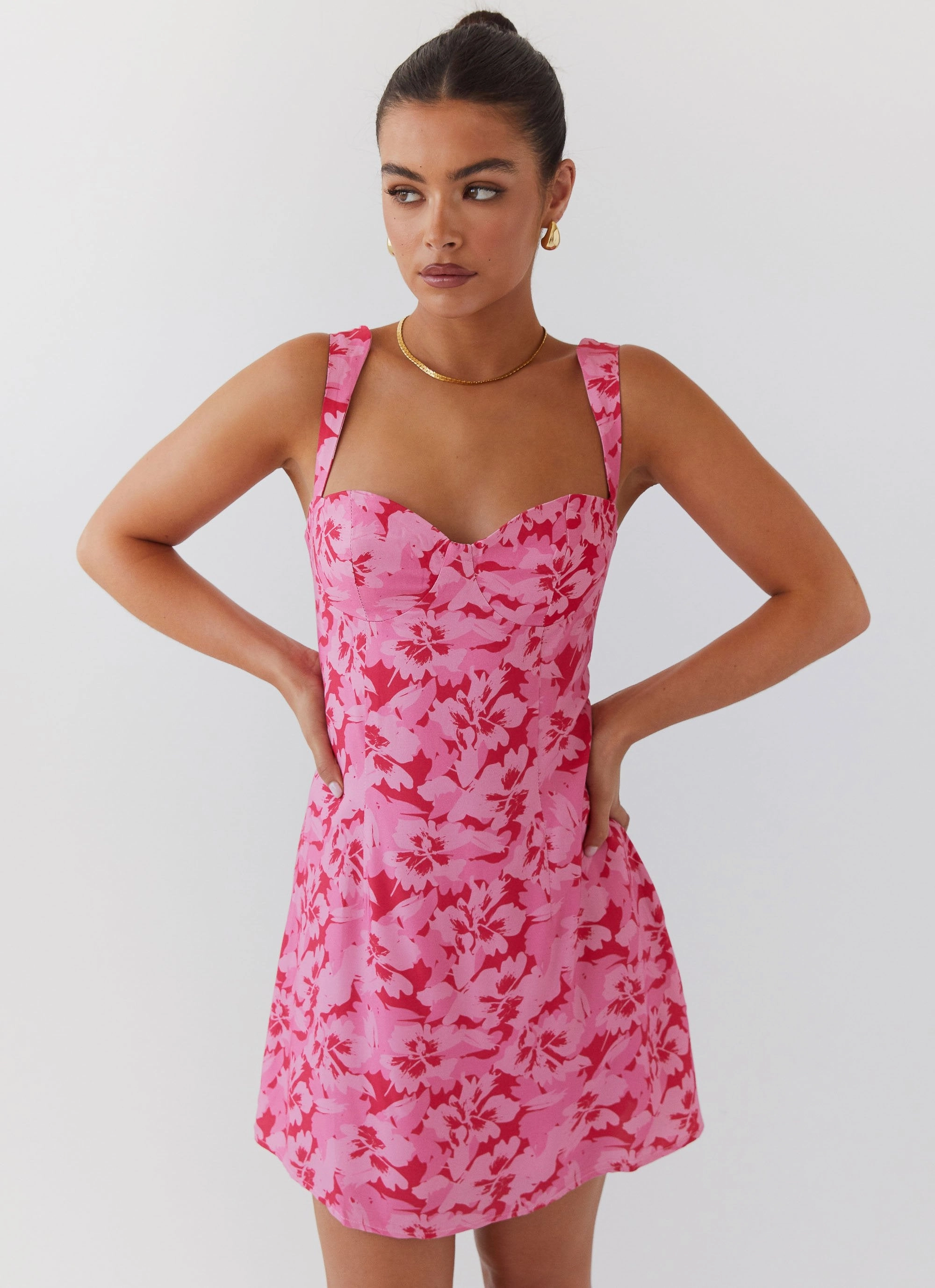 EcoFriendlyDye Kiah Bustier Mini Dress - Cherry Blossom