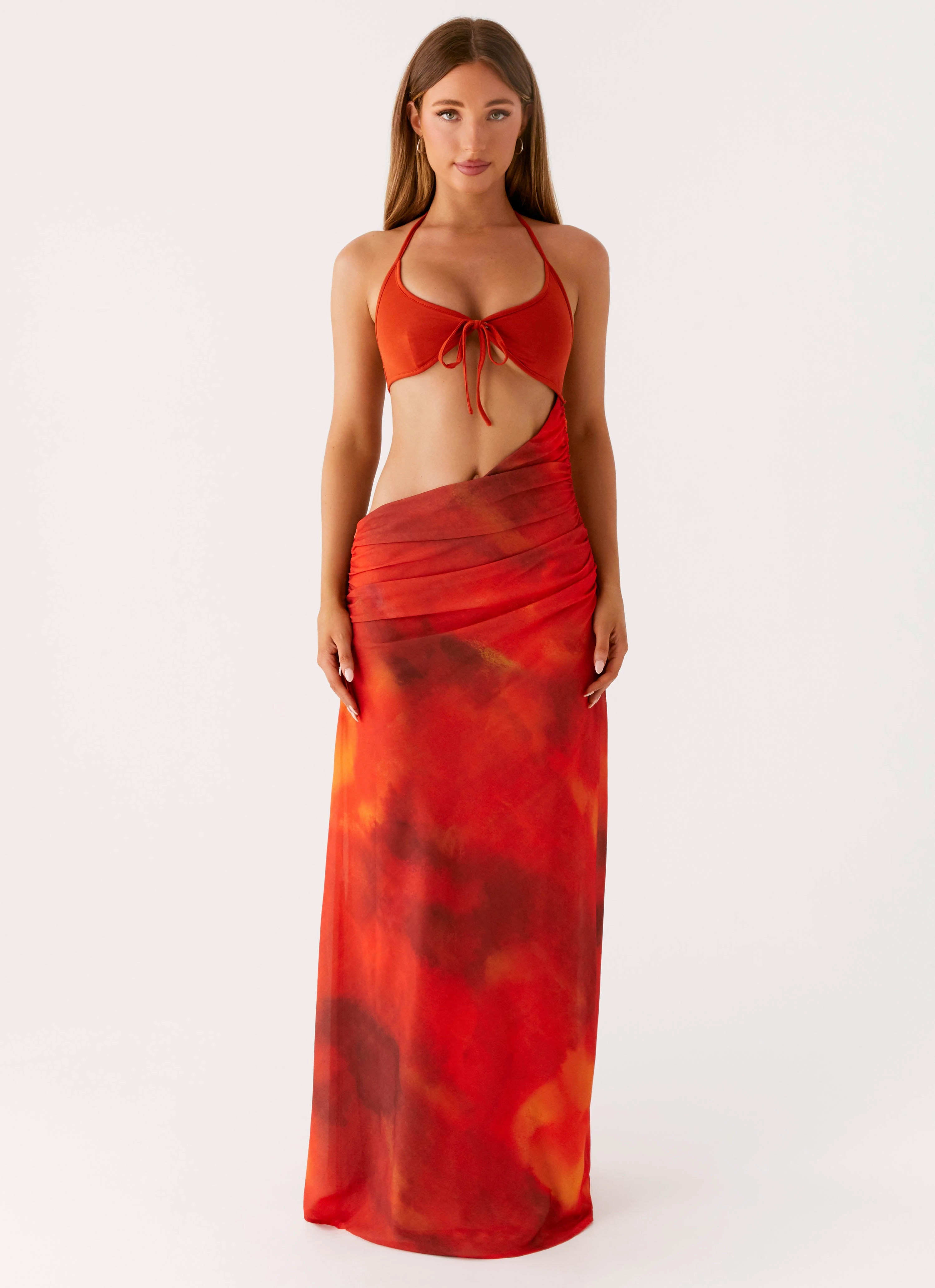 Elixis Maxi Dress - Scarlet Blur Flattering Fit Wear