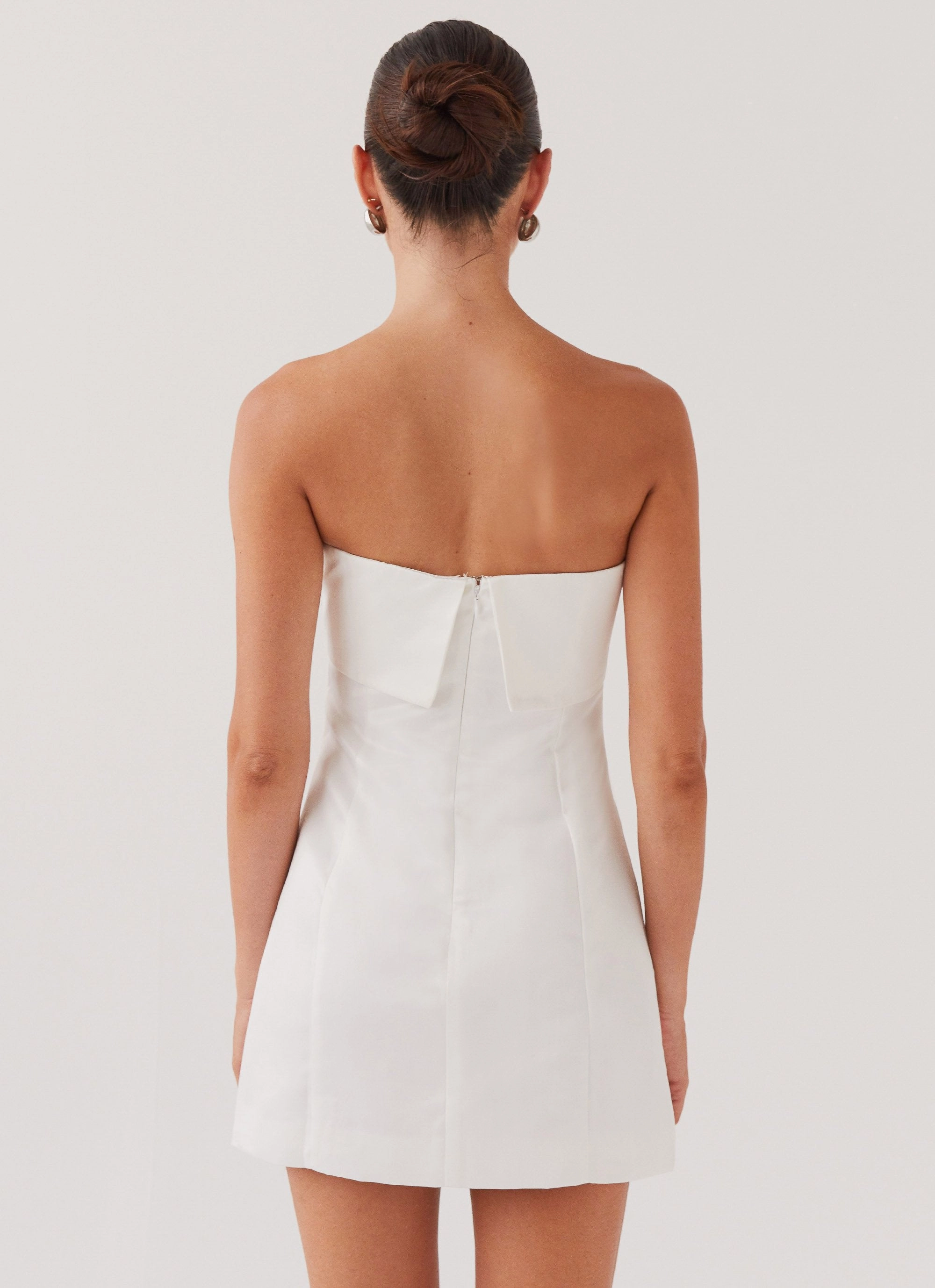 Bombshell Tube Mini Dress - White Pearl Sleek Tone