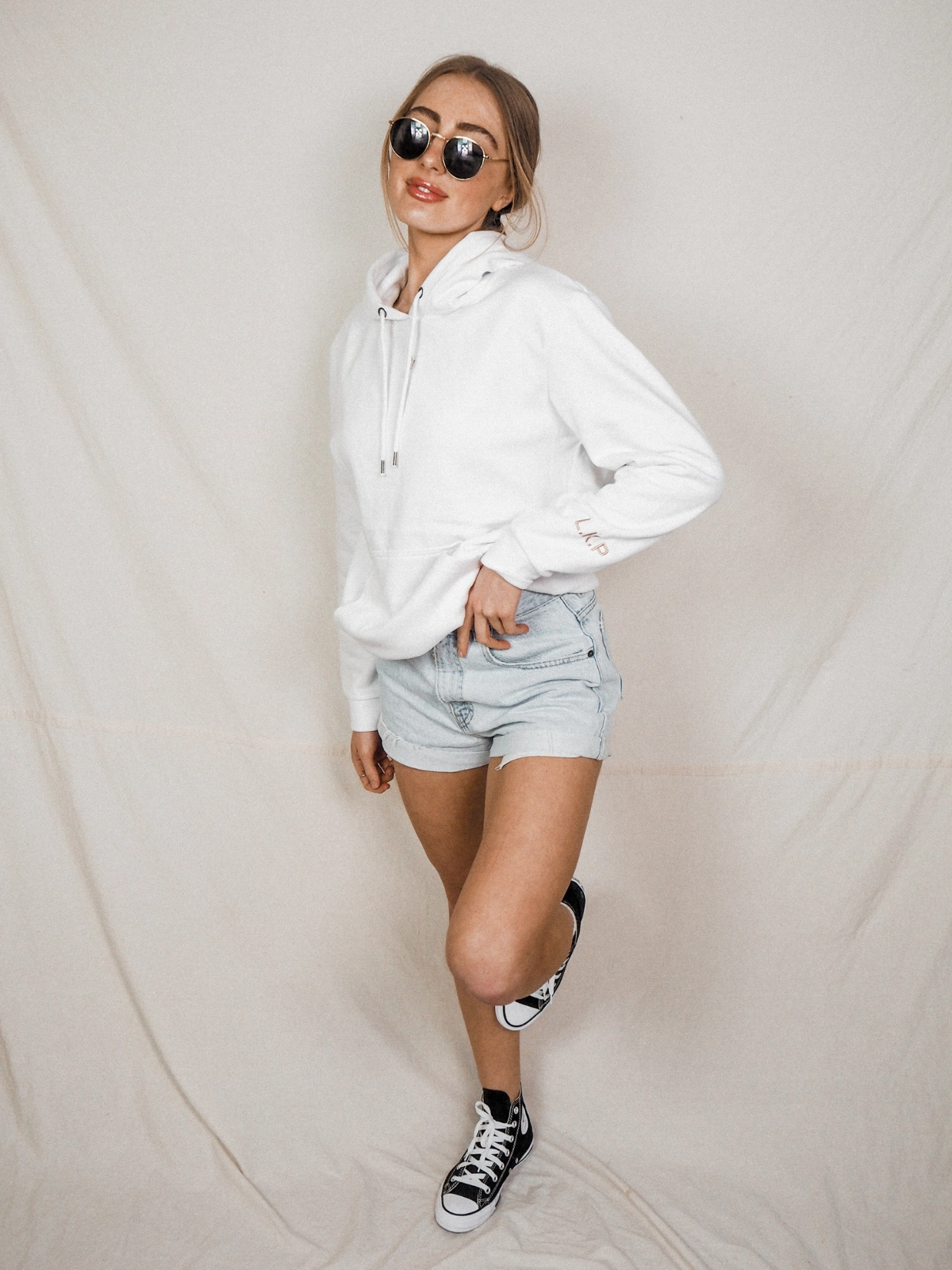 Kris Personalised White Star Hoodie Organic Fibers Casual Layers