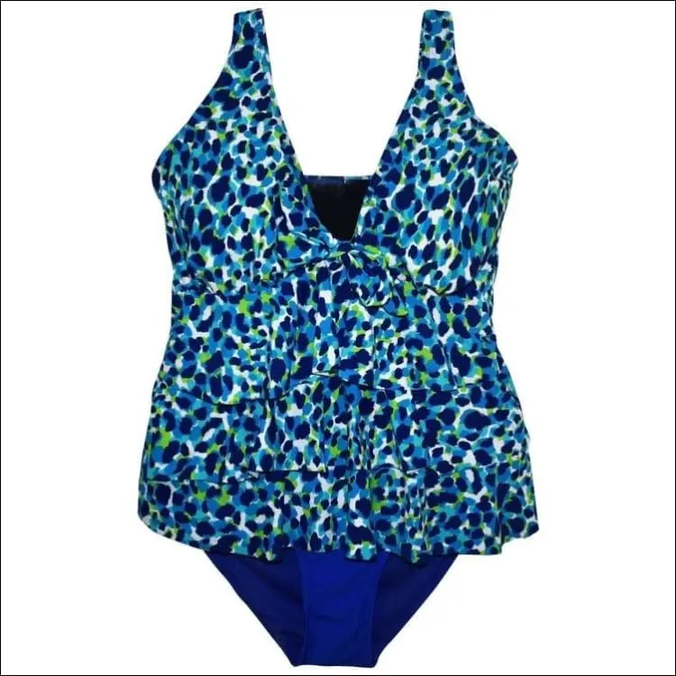 Simply Fit Women’s Plus Size Tankini Bikini Swimsuit Set Tiered Ruffle 16-24