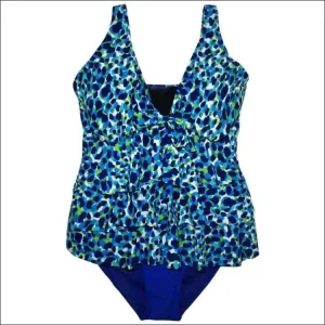 Simply Fit Women’s Plus Size Tankini Bikini Swimsuit Set Tiered Ruffle 16-24