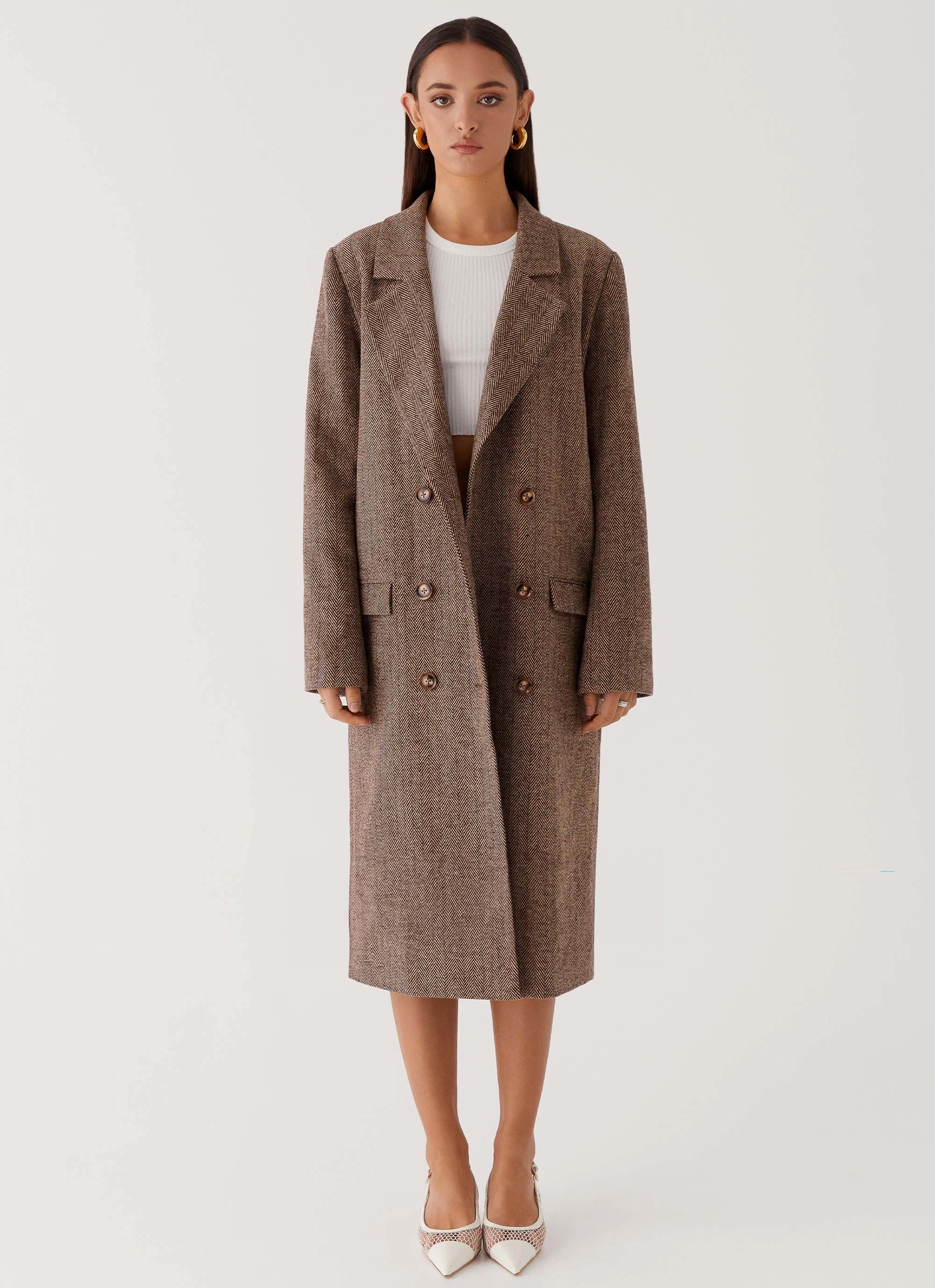windproof AntiStaticFinish Since Way Back Longline Coat - Brown