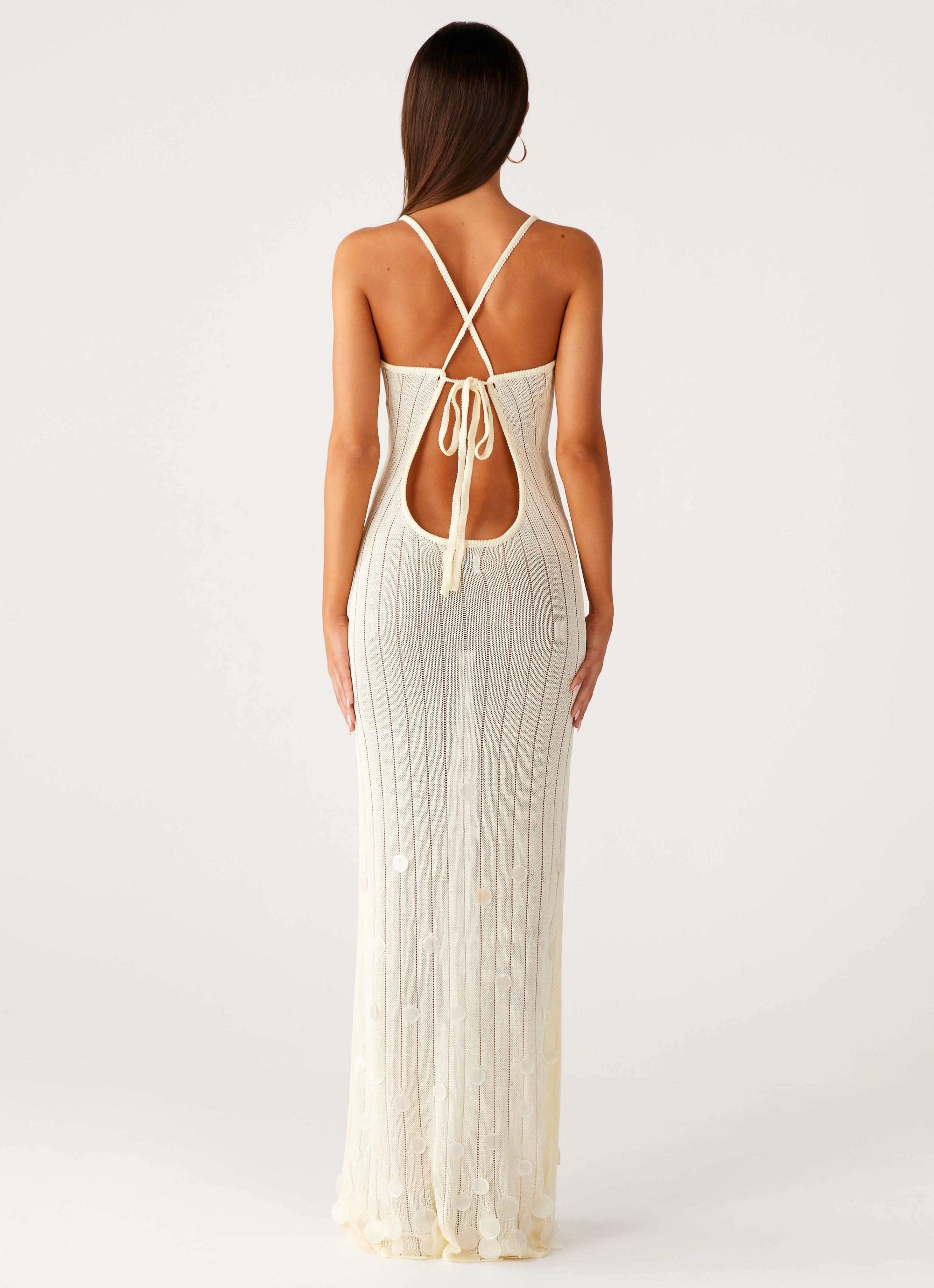Siren Song Crochet Maxi Dress - Ivory AntiStaticMaterial All-season garment