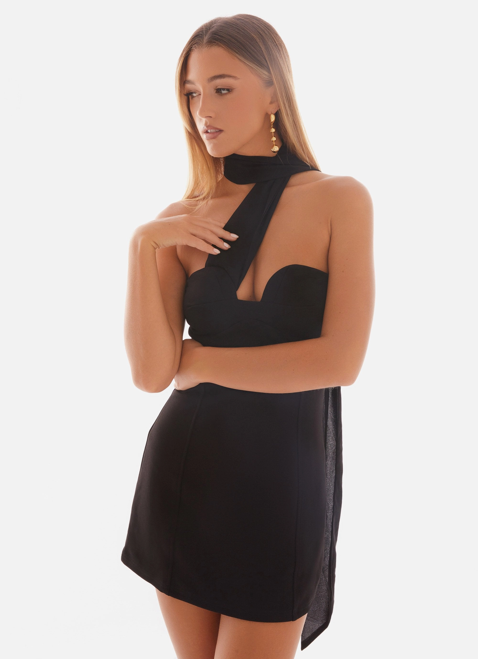 Sirena Mini Dress - Black Satin Layers Daily Option