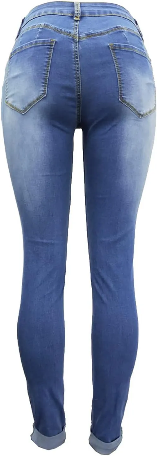 Skinny Jeans for Women Distressed Flap Hem Skinny Jeans Street Ripped Ankle Pants Low Waist Stretch Denim Pants