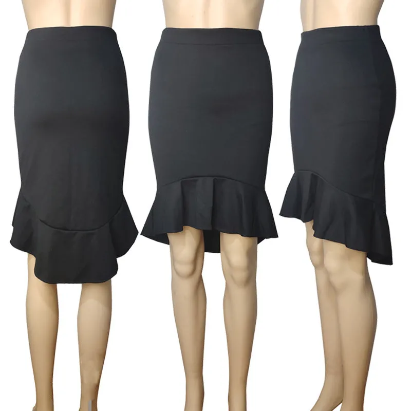 Skirt All-Matching Office Fishtail High Waist A-Line Hip Flattering Dress Skirt