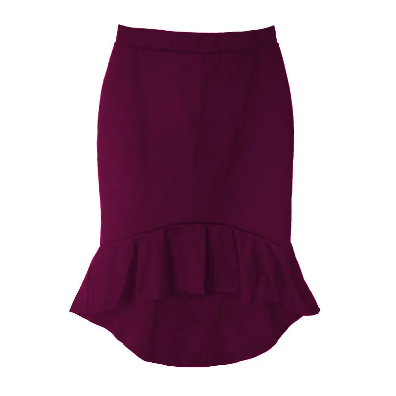 Skirt All-Matching Office Fishtail High Waist A-Line Hip Flattering Dress Skirt