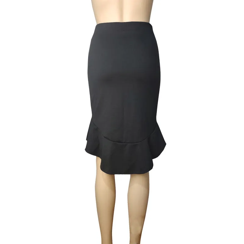 Skirt All-Matching Office Fishtail High Waist A-Line Hip Flattering Dress Skirt