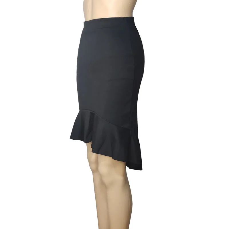 Skirt All-Matching Office Fishtail High Waist A-Line Hip Flattering Dress Skirt