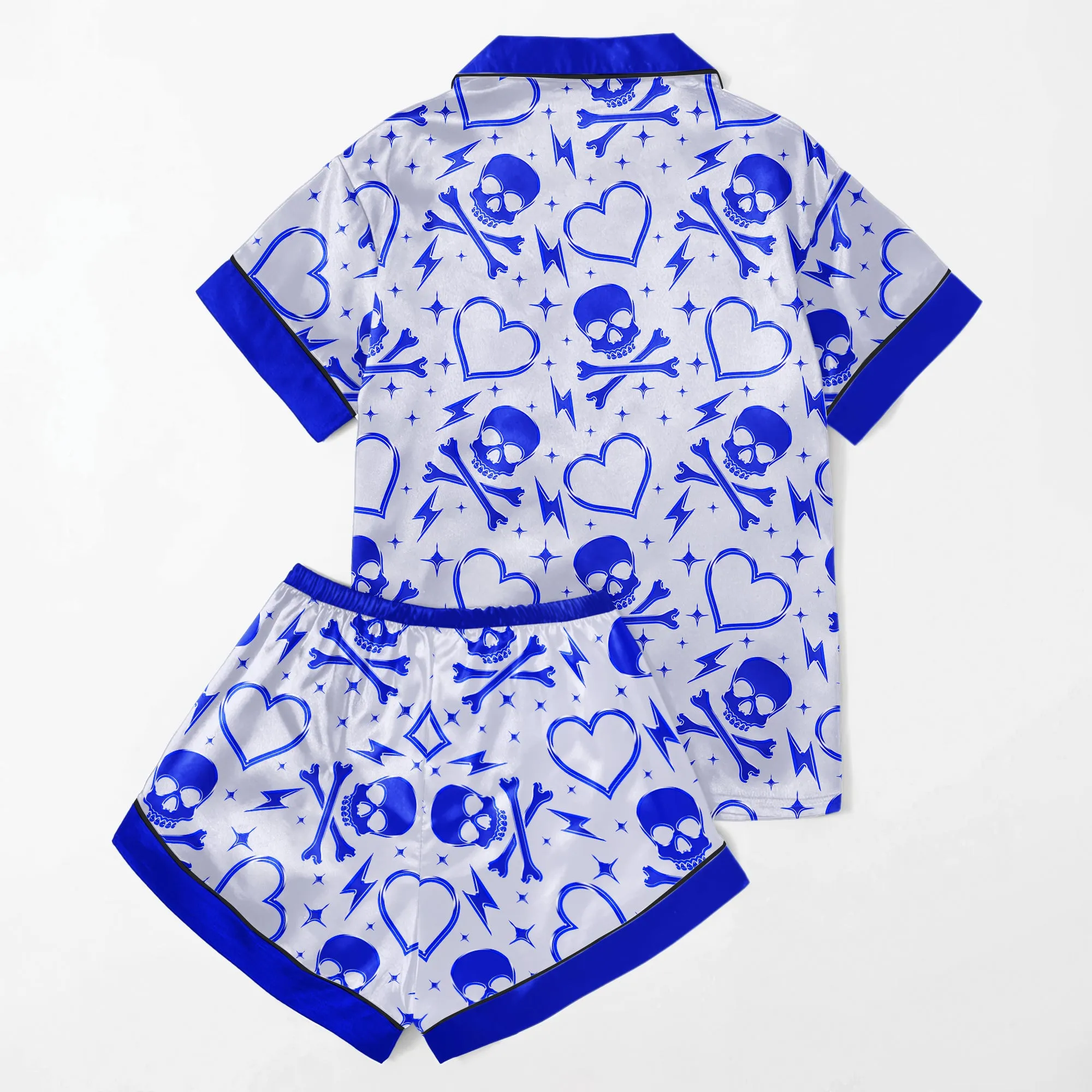 Skull Heart Thunder Women's Pajama Sets Top Sleeve & Short Bottom