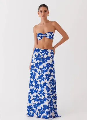 Sky Gaze Low Rise Maxi Skirt - Blue Floral Refined Line Sky Gaze Low Rise Maxi Skirt - Blue Floral Simple Comfort Flexible Material