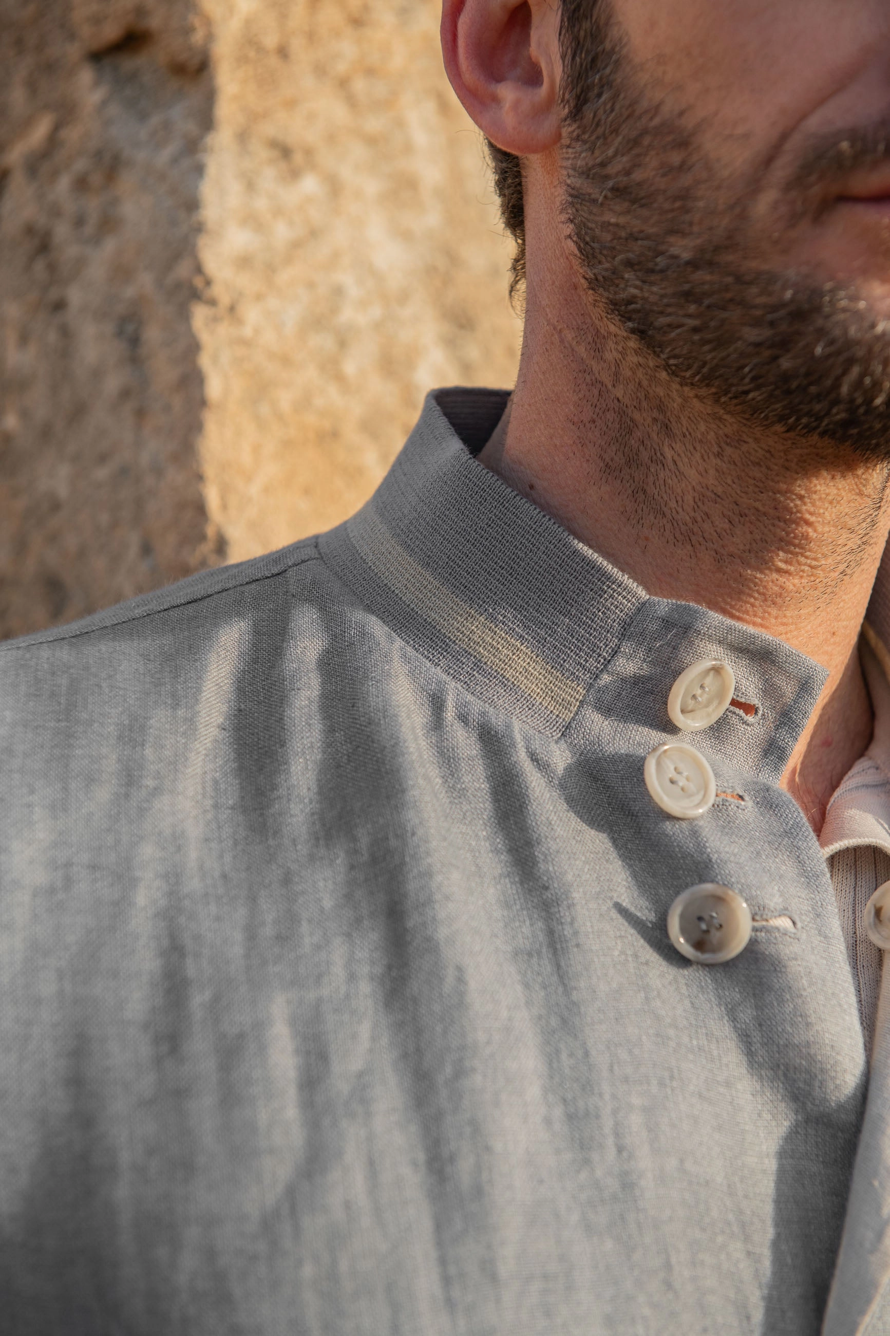 Sky grey and beige reversible bomber jacket ?C Made in Italy