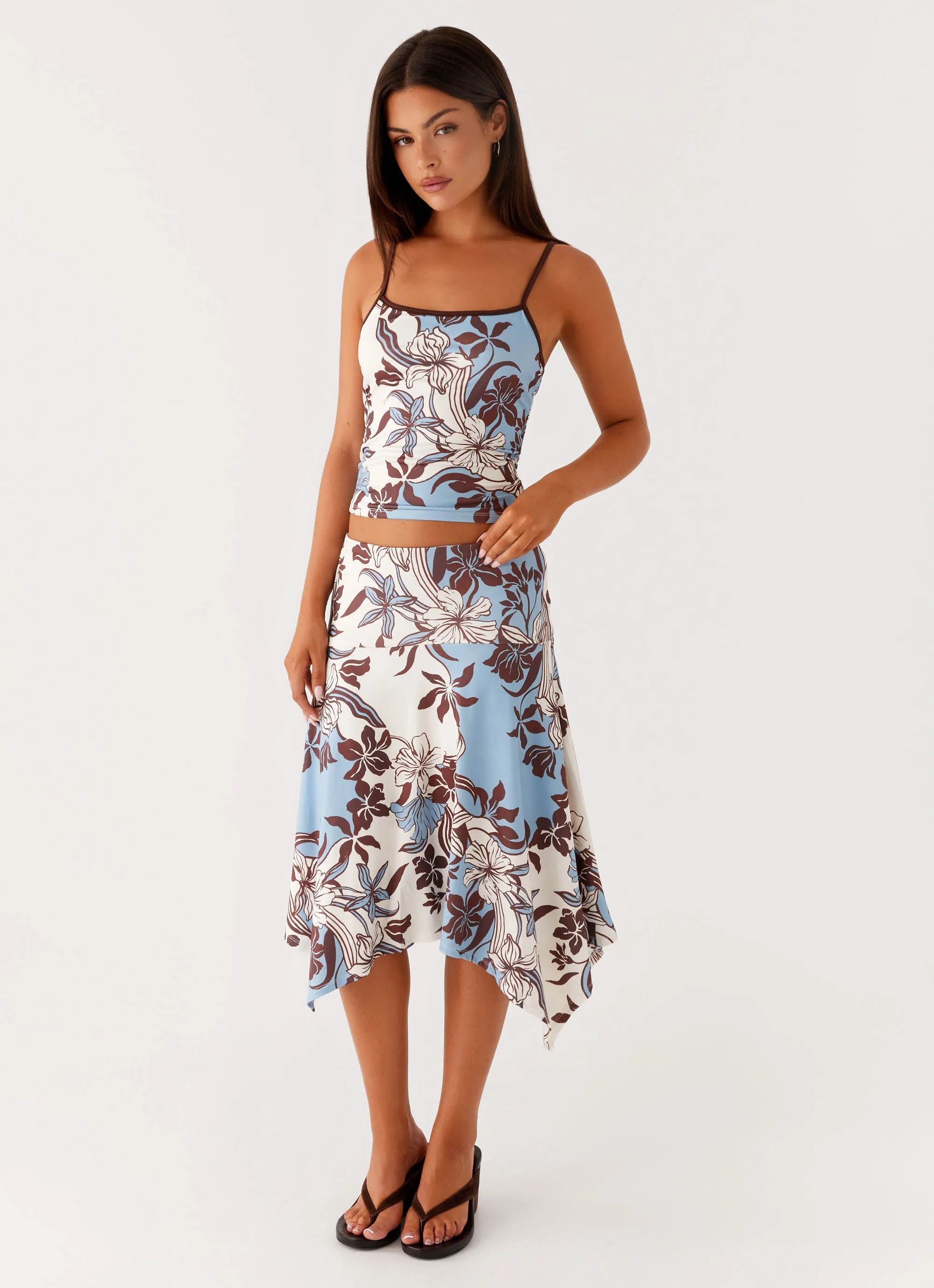 Skye Midi Skirt - Bluewood Blossom City Mood