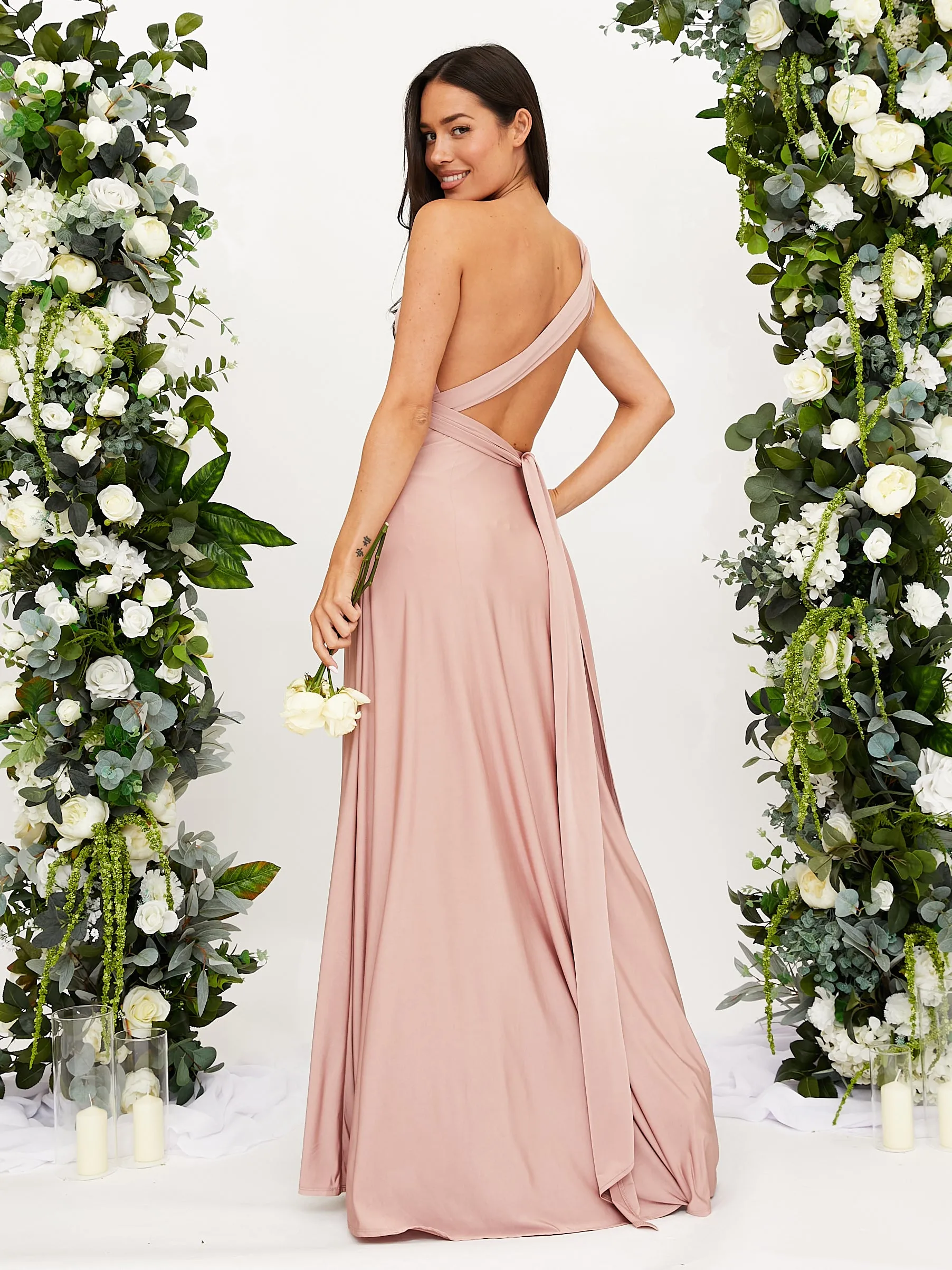 Multi-way Slinky Maxi Dress / Blush Back-Pocket Office Classic