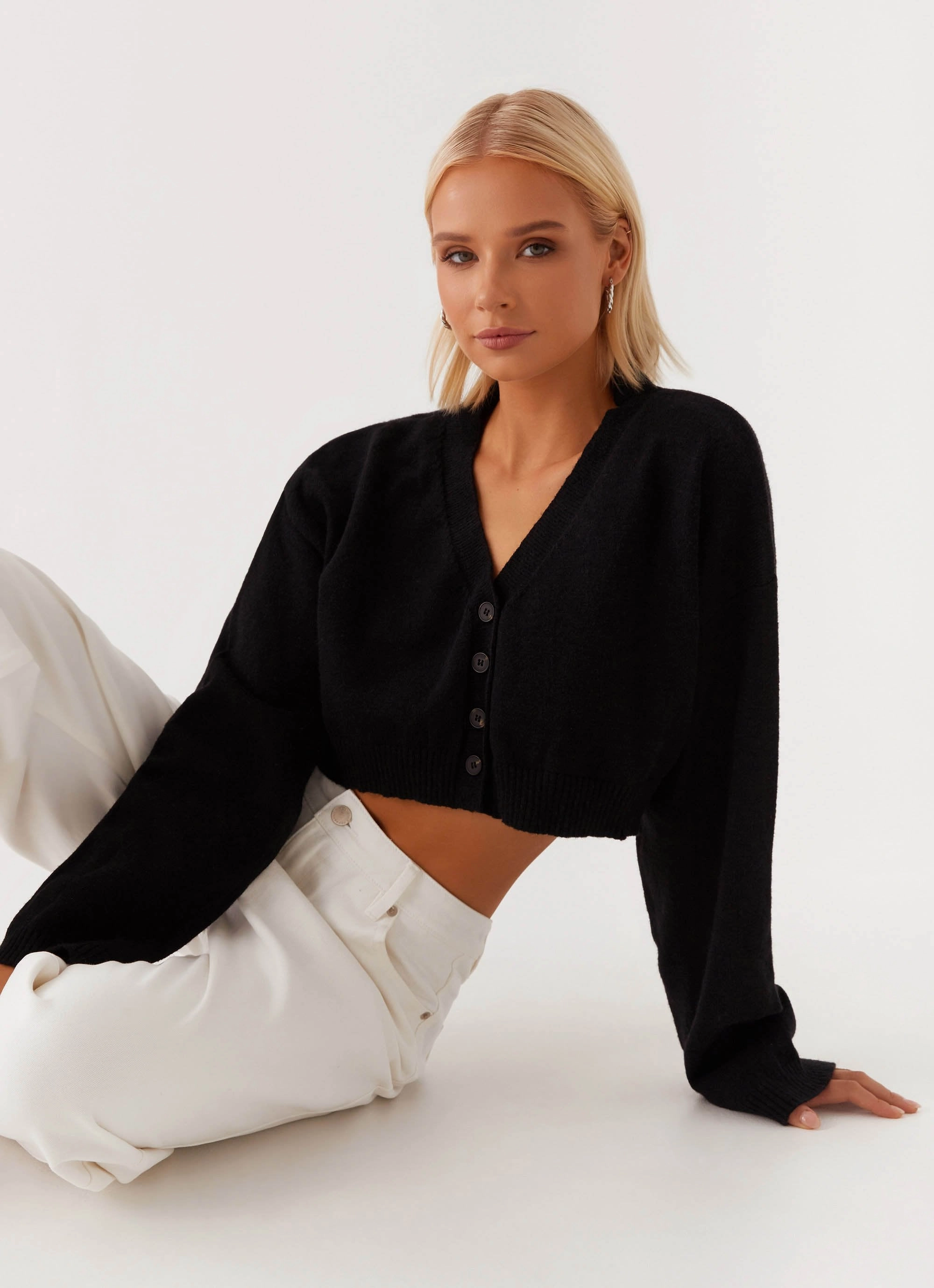 Easy Layering Endlessly Cropped Cardigan - Black