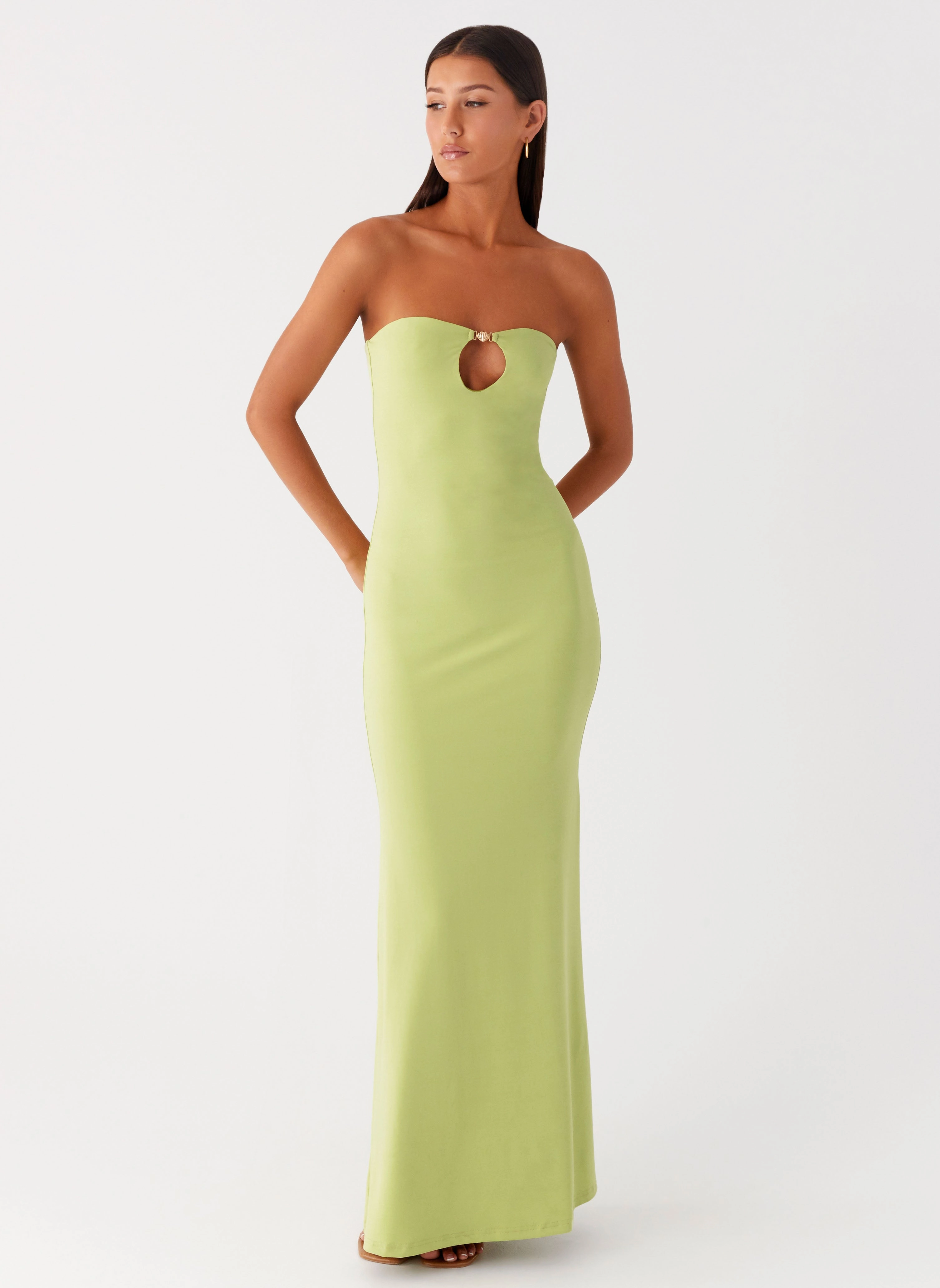 Moara Cut Out Maxi Dress - Lime Green Cool Structure Pure Vibes