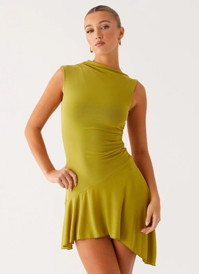 Silky Layer Classic Vibe Lanai Mesh Mini Dress - Lime