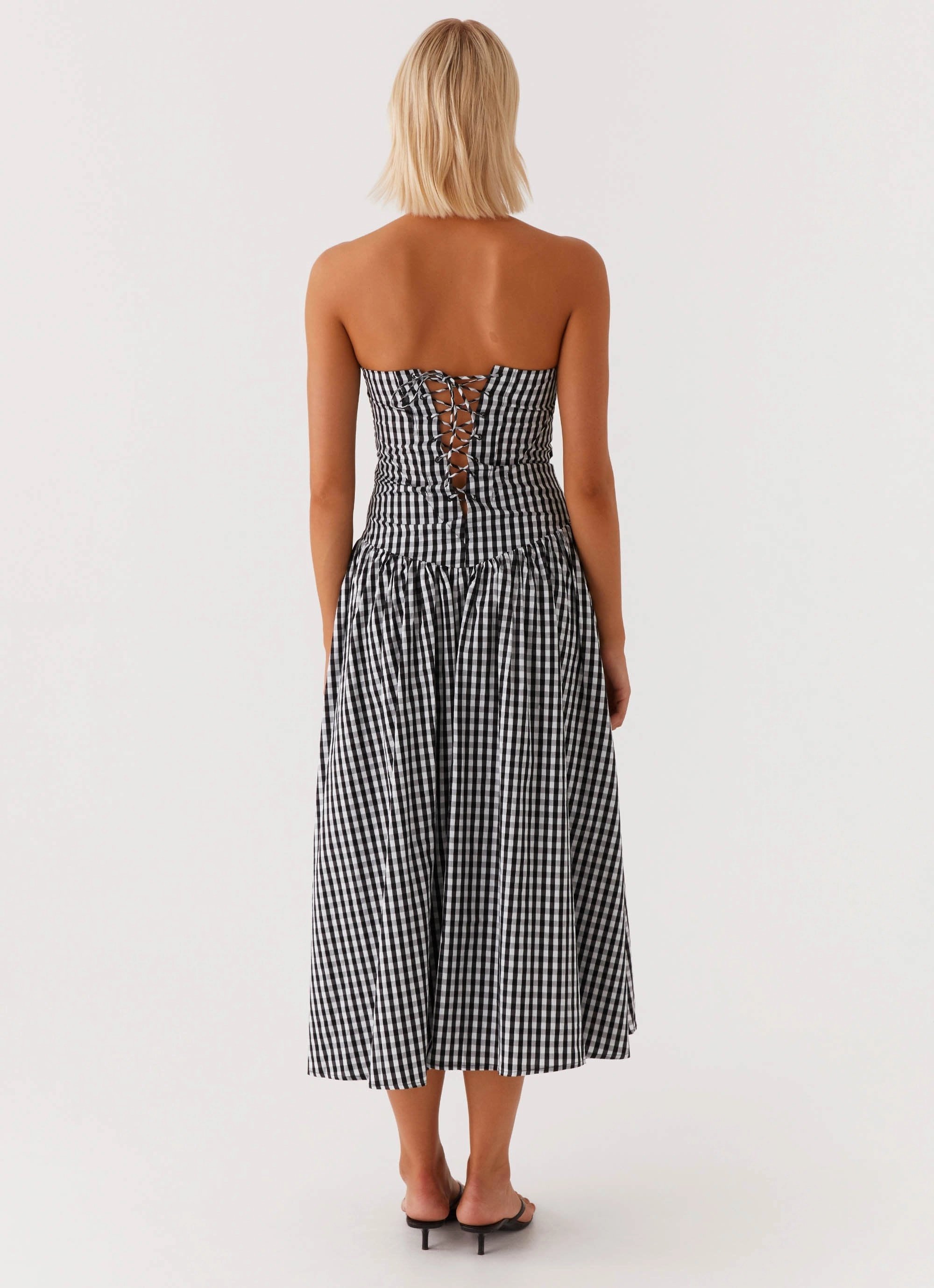 Timeless elegance Fashion Mix Larnie Midi Dress - Black Gingam