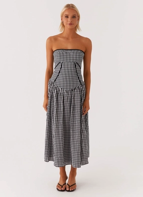 Special-Occasion Larnie Midi Dress - Black Gingam