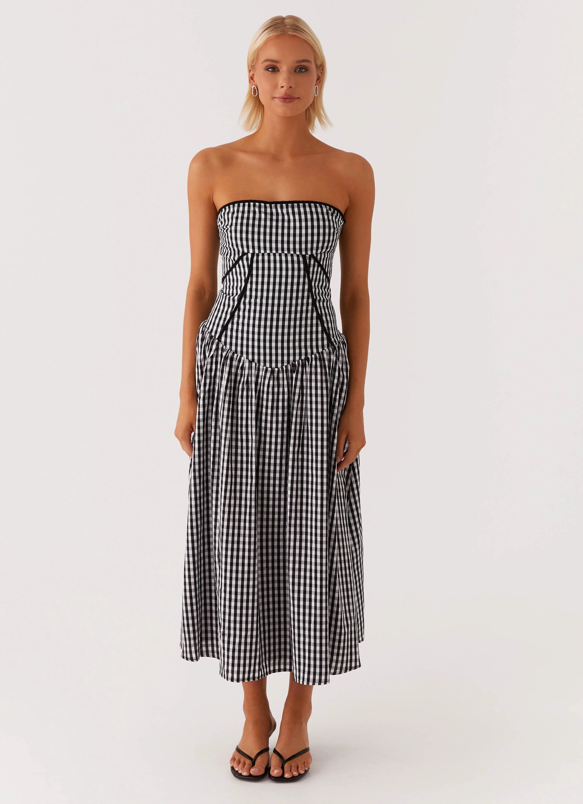 Special-Occasion Larnie Midi Dress - Black Gingam