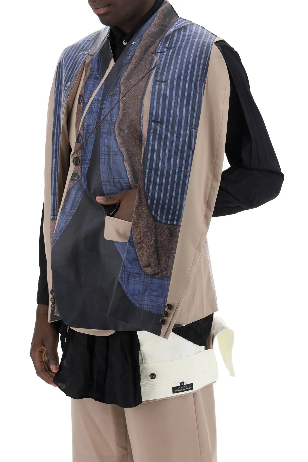 sleeveless blazer with trom PM J024 BEIGE