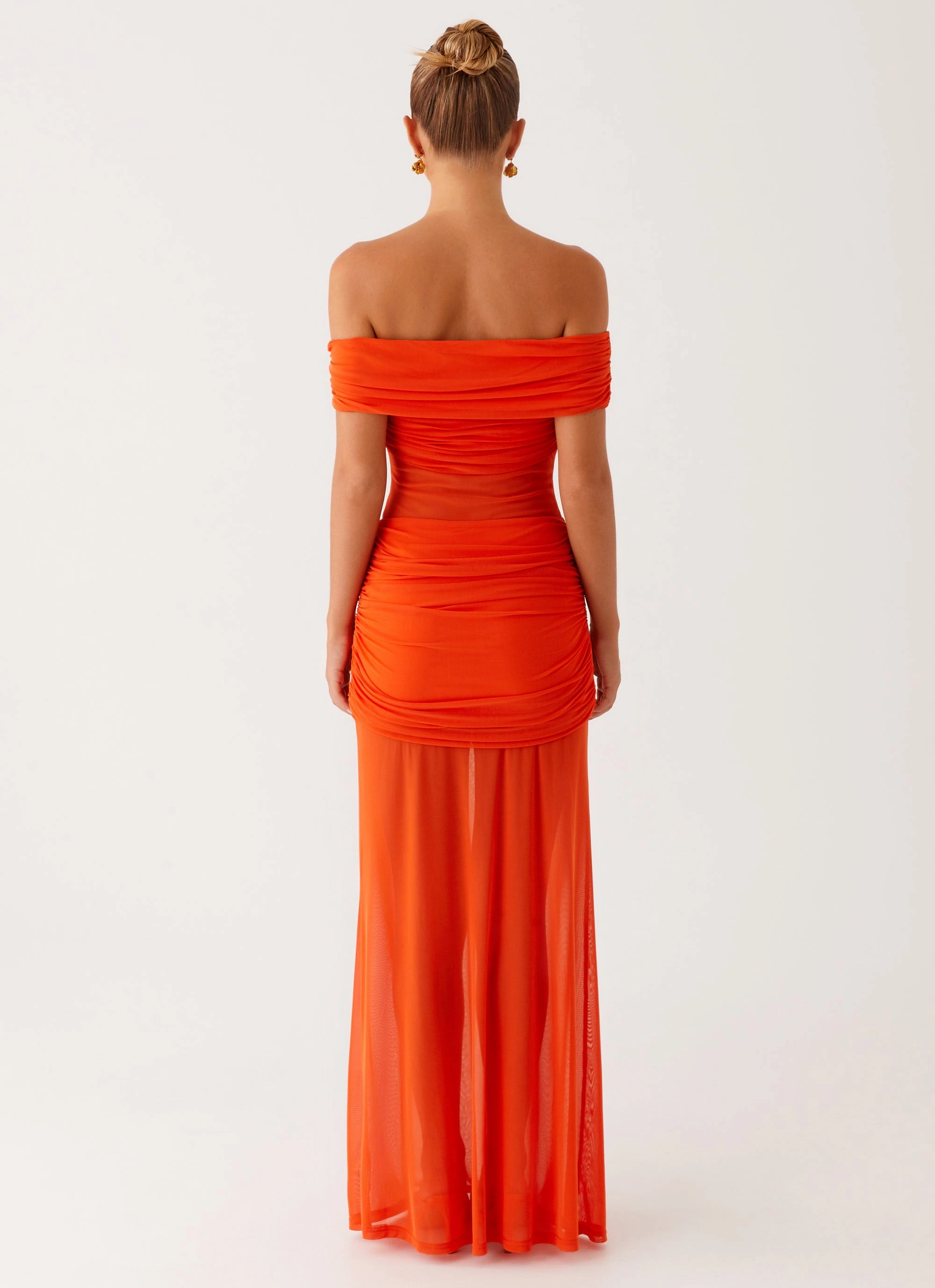 Smooth Outline loose silhouette Charming Off Shoulder Maxi Dress - Orange