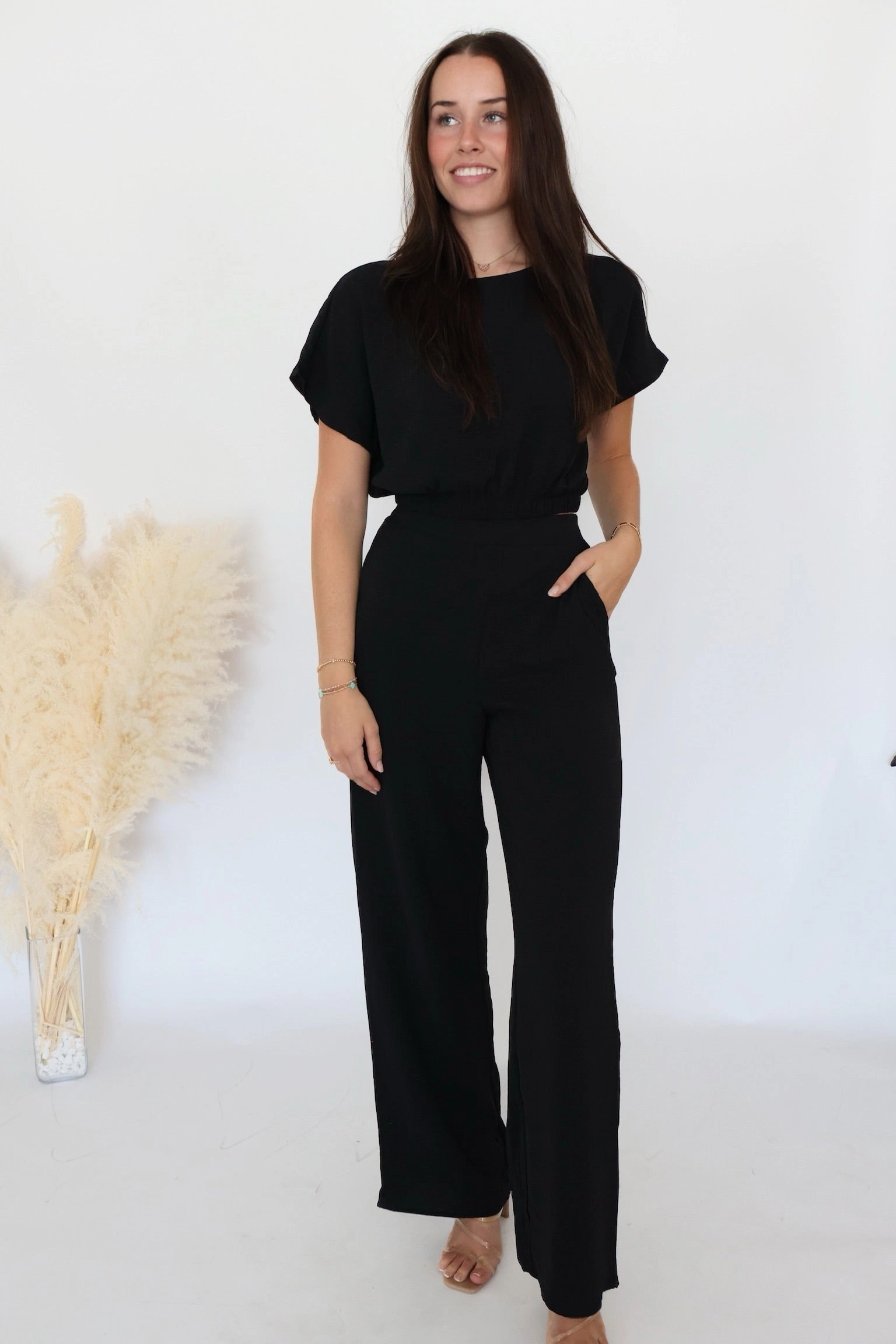 retro look V-neck Blouse Market Find Top- Black (FINIAL SALE)