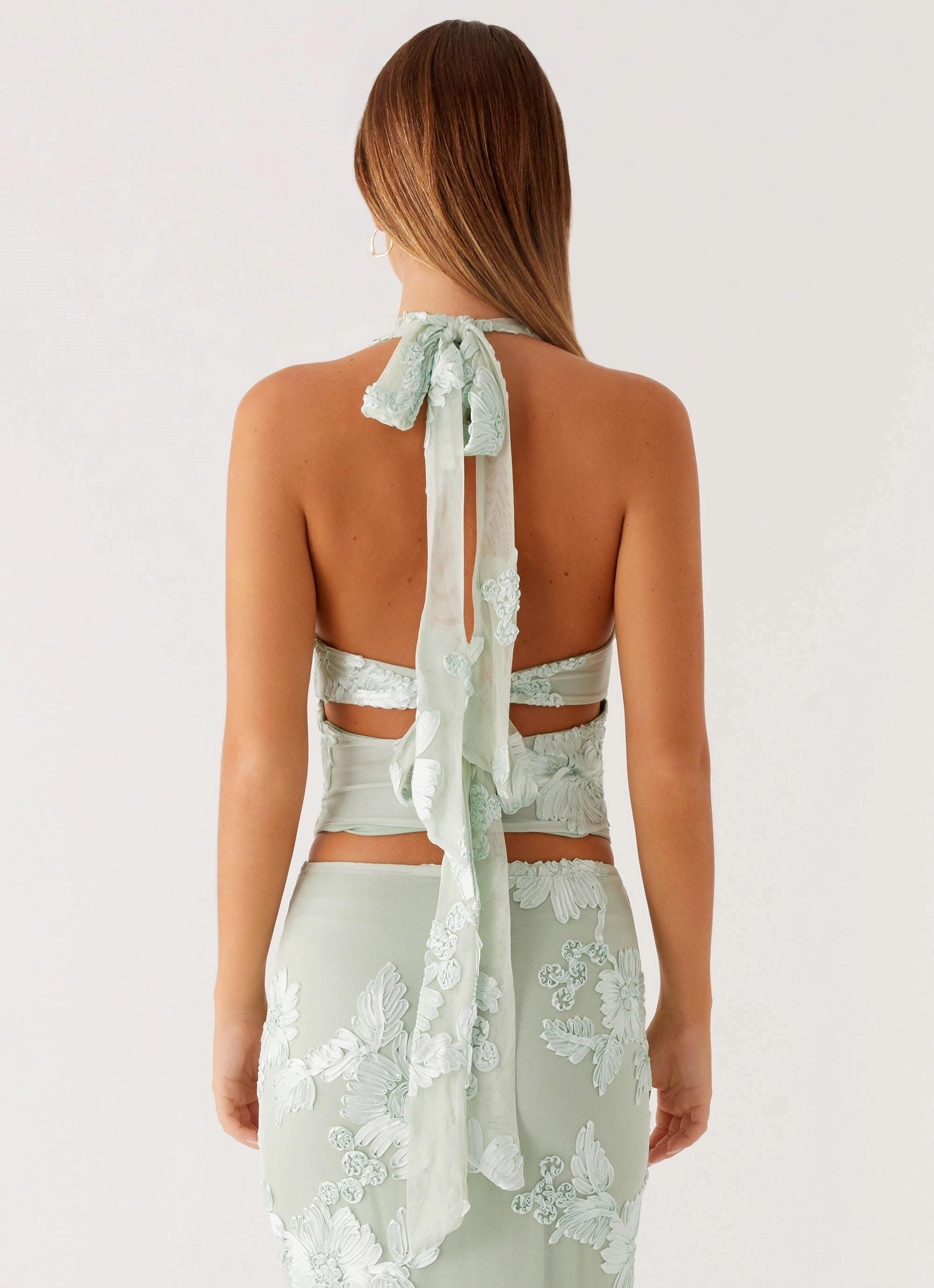 Radiate Halterneck Top - Sage Ribbed Neckline ReinforcedShoulderConstruction