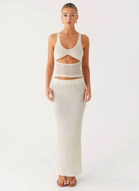 Basilia Maxi Skirt - Off White Ventilated Back Panel
