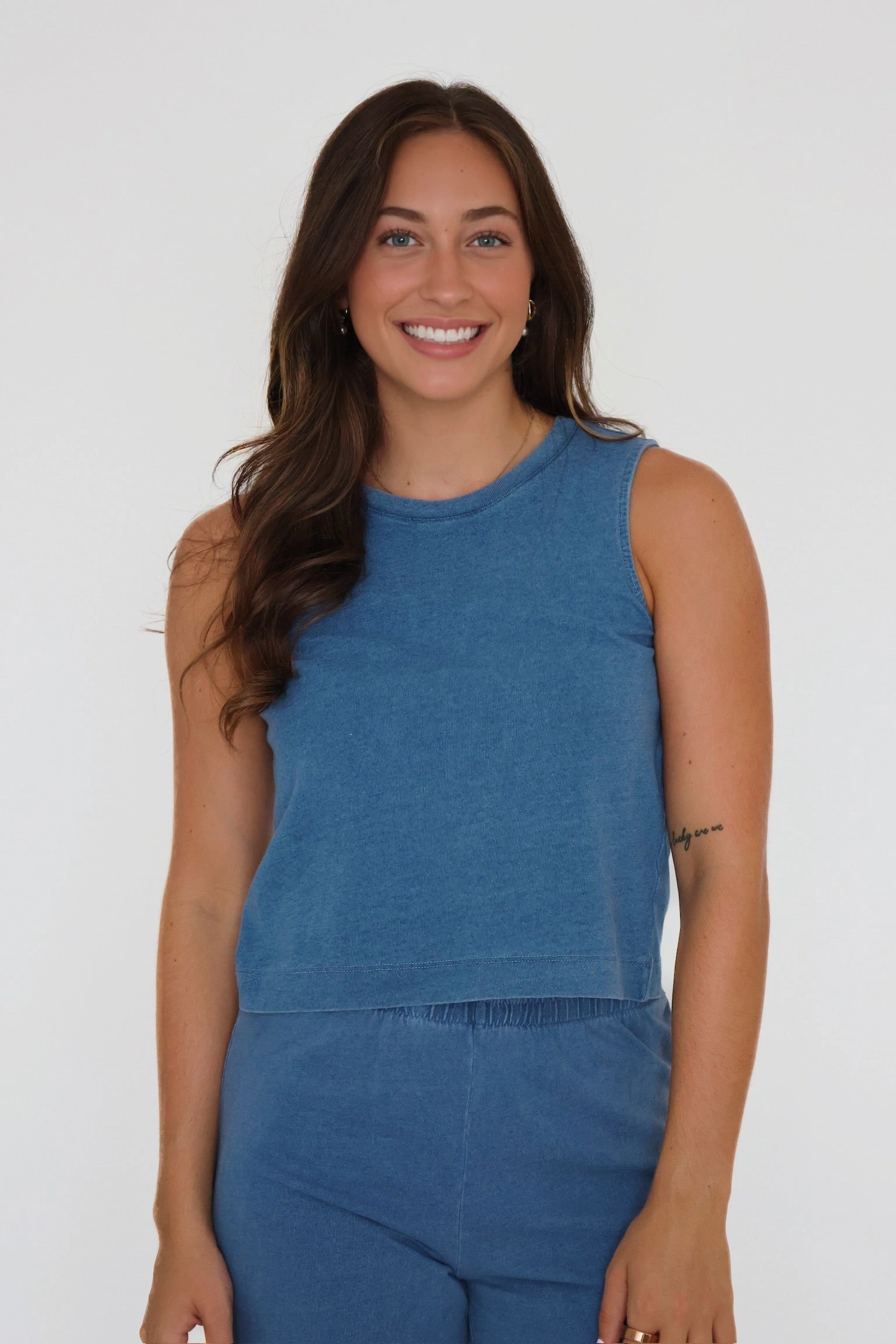 MicrofiberBlend Sloane Jersey Denim Tank- Vintage Indigo
