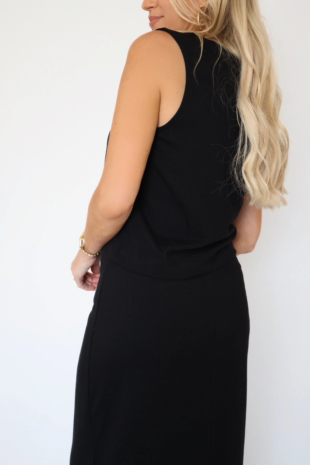 Sloane Jersey Muscle Tank - True Black Convertible Style