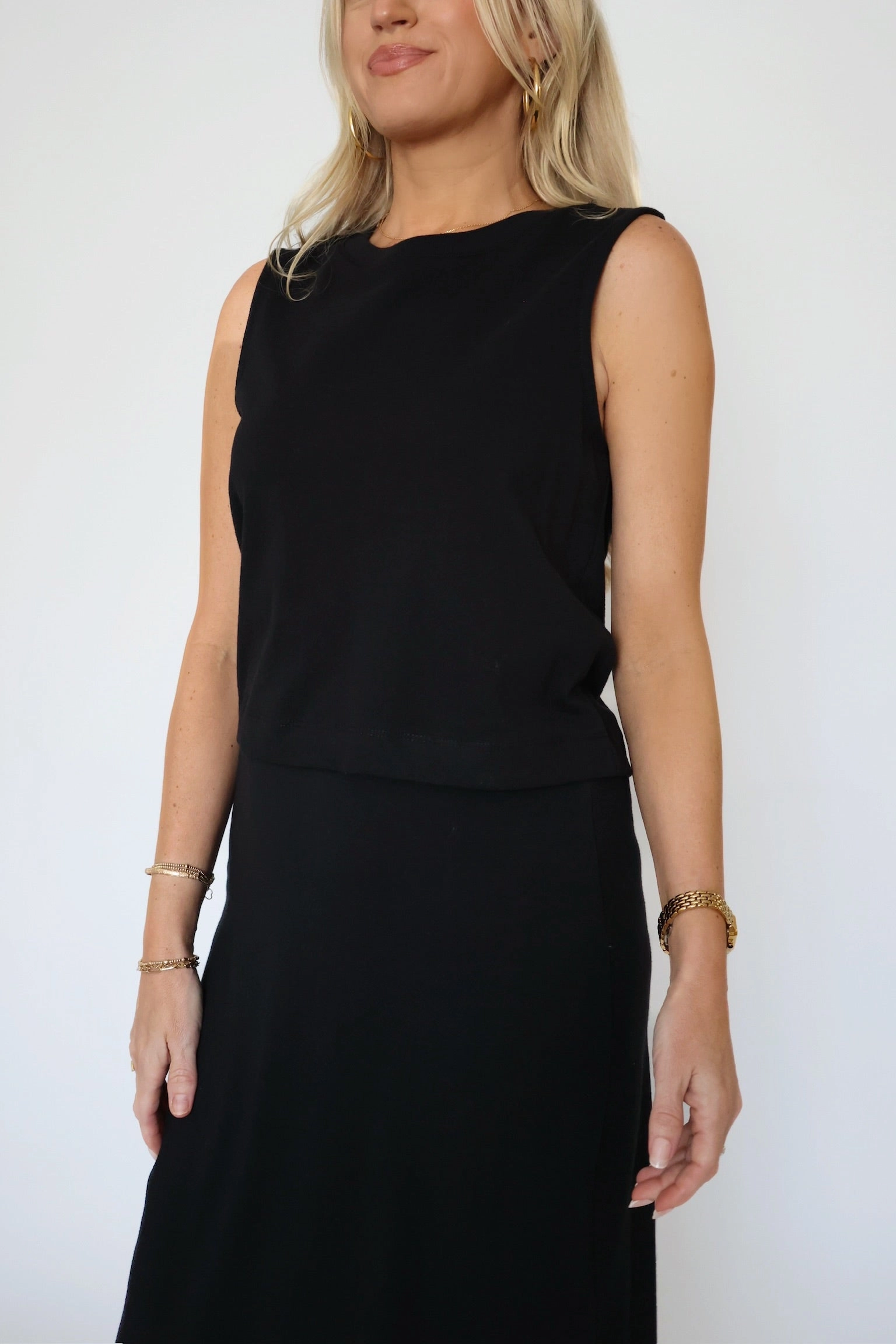 Chic Cardigan Comfortable fit Sloane Jersey Muscle Tank - True Black