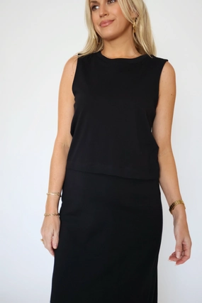 Sloane Jersey Muscle Tank - True Black Ergonomic Panel Layout Warm Hoodie Sloane Jersey Muscle Tank - True Black