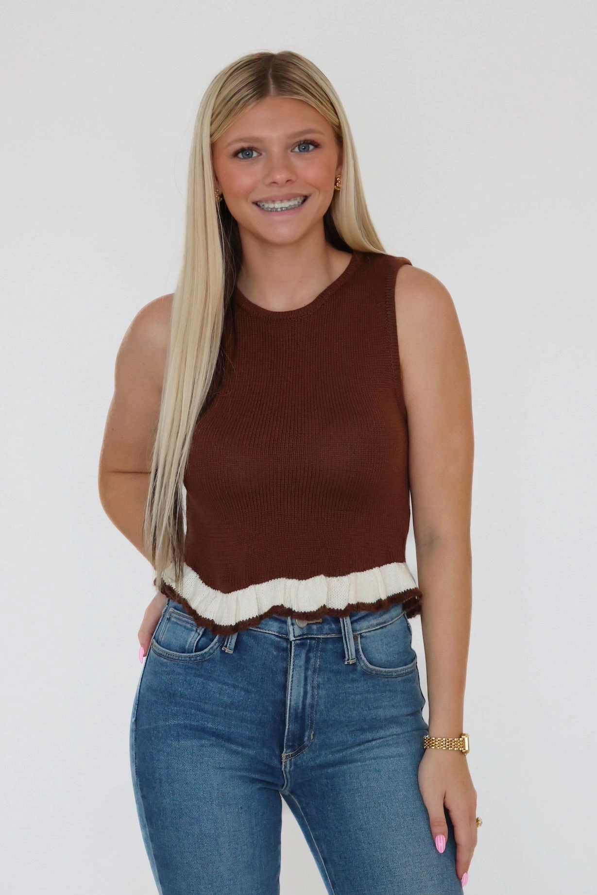 Maleah Sleeveles Sweater MeshPanel