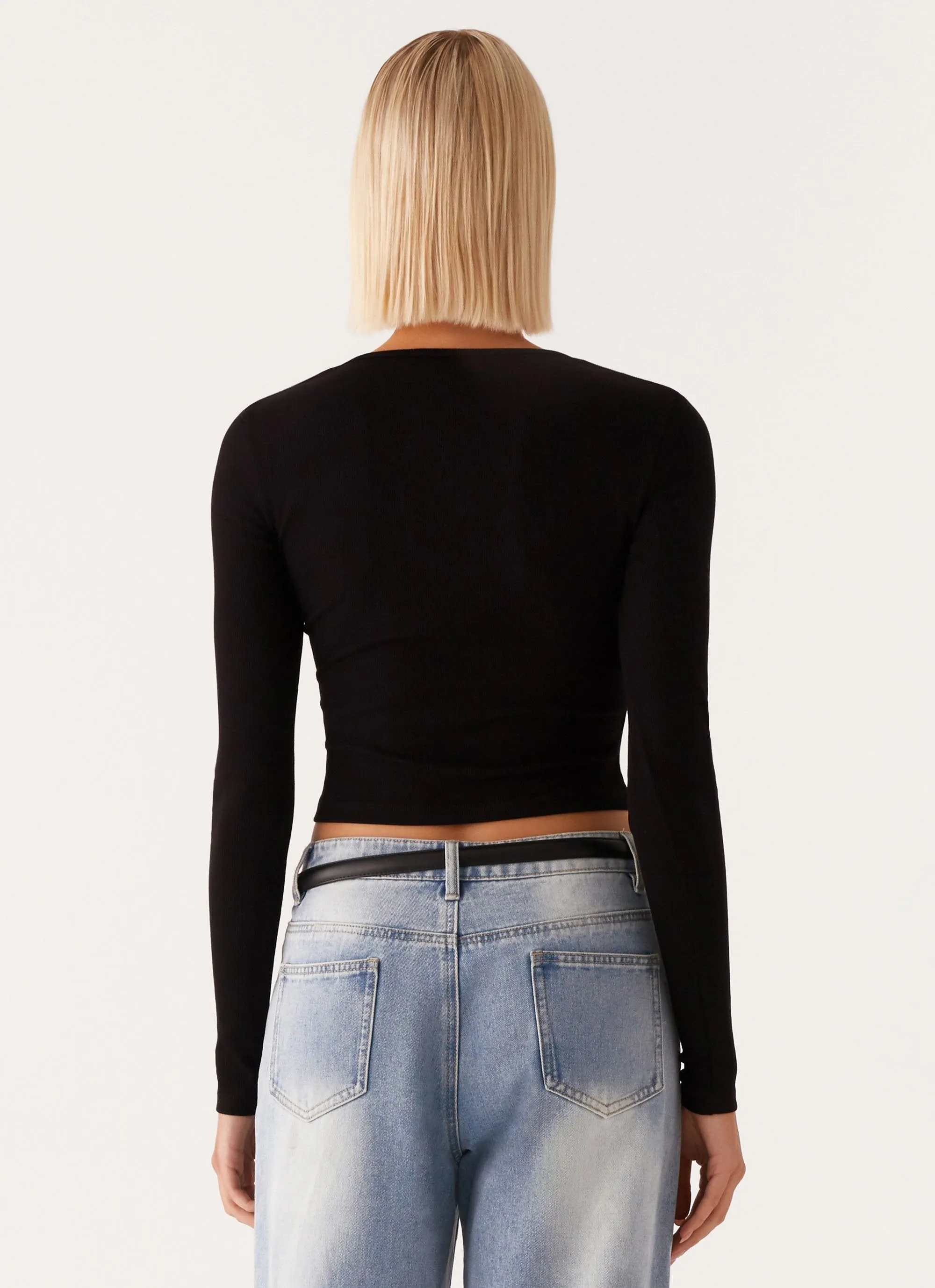 Athletic and Cool Washable Signature Monogram Long Sleeve Tee - Black