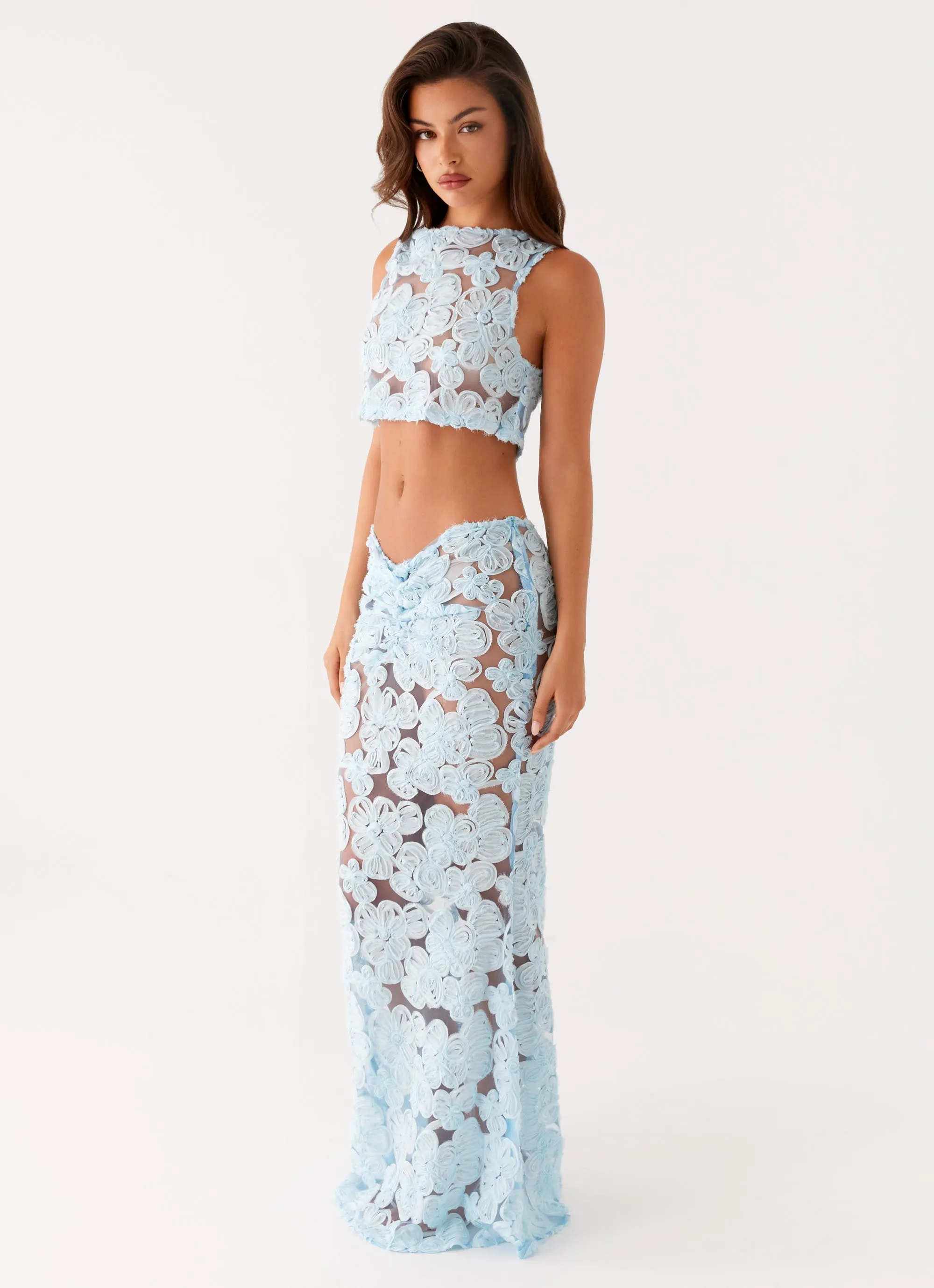 Fresh Look Everyday Line Fiorella Floret Maxi Skirt - Blue