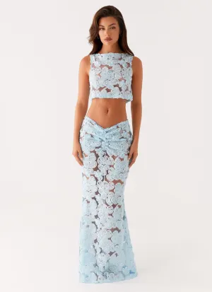 Versatile Outfit Fiorella Floret Maxi Skirt - Blue