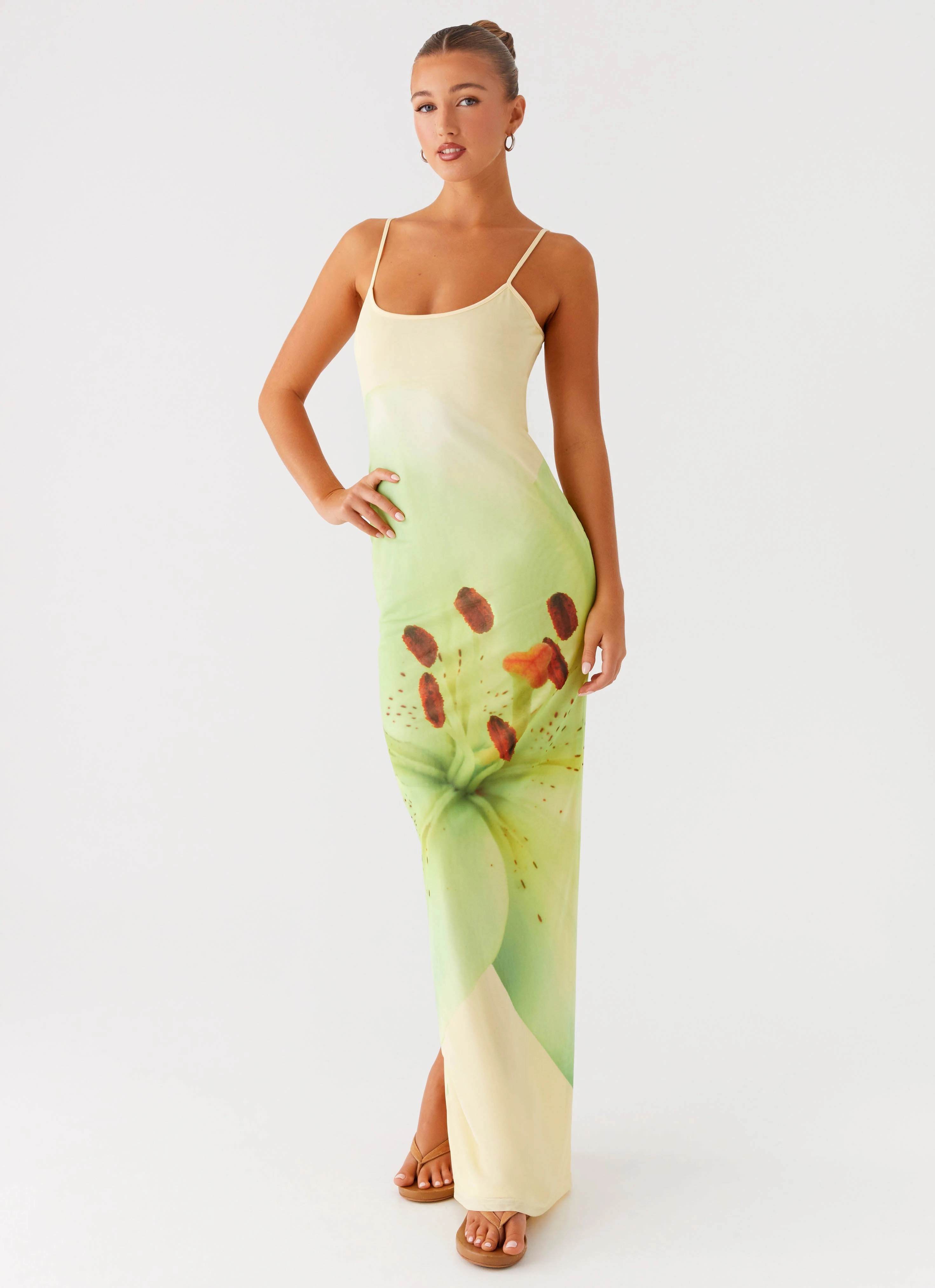 Classic Layering Satin Glow Bad News Mesh Maxi Dress - Yellow Lily