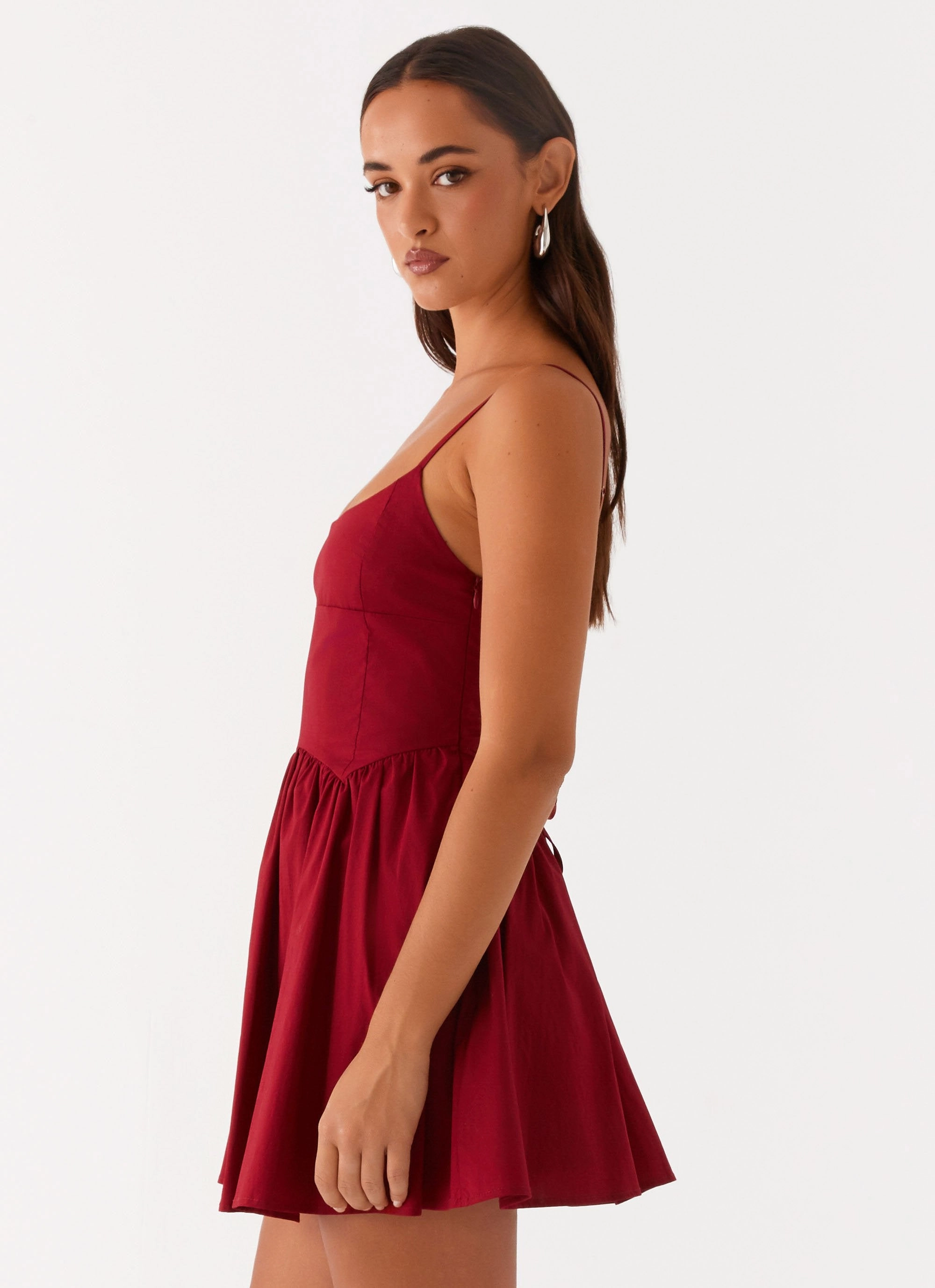 Tesoro Mio Mini Dress - Maroon Easy Wrap