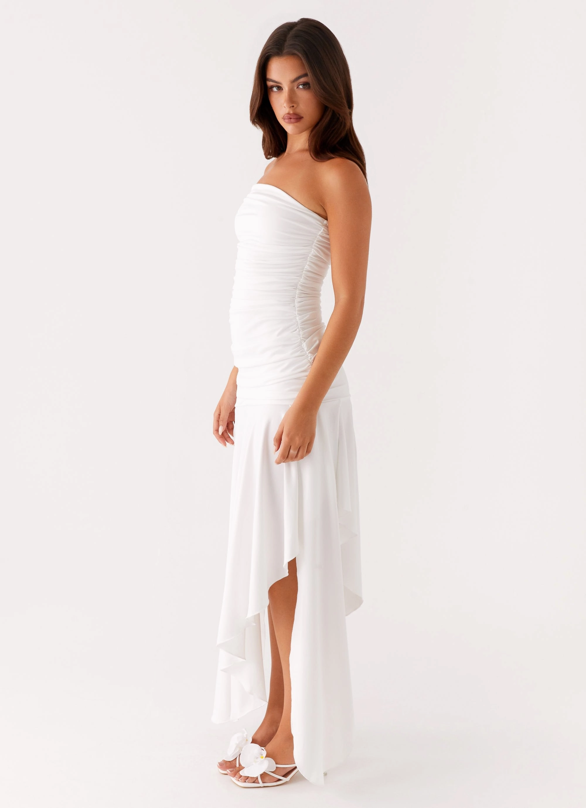 Ora Strapless Maxi Dress - White ReversibleStyle
