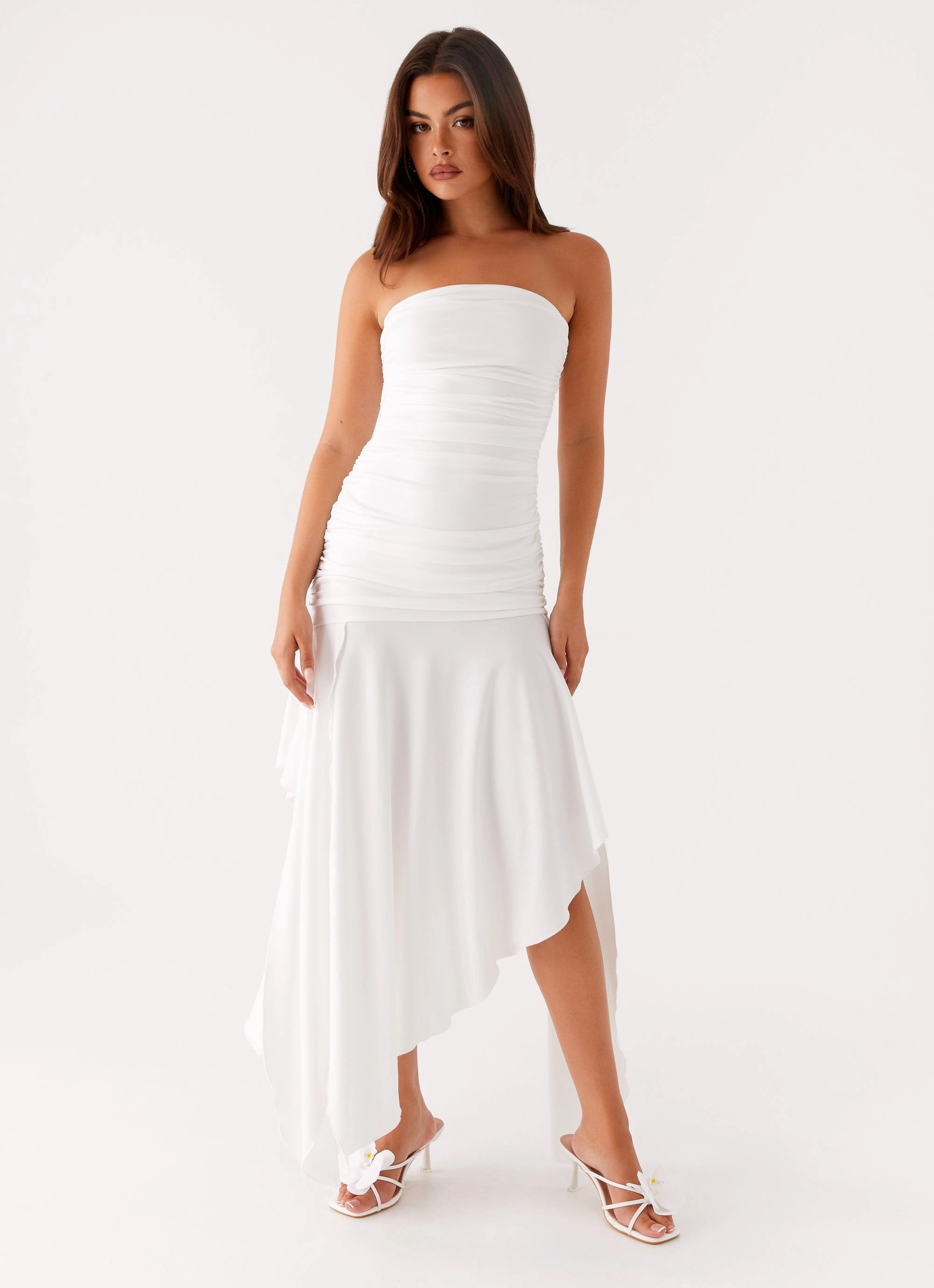 Ora Strapless Maxi Dress - White Perfect Waistband Clean Comfort
