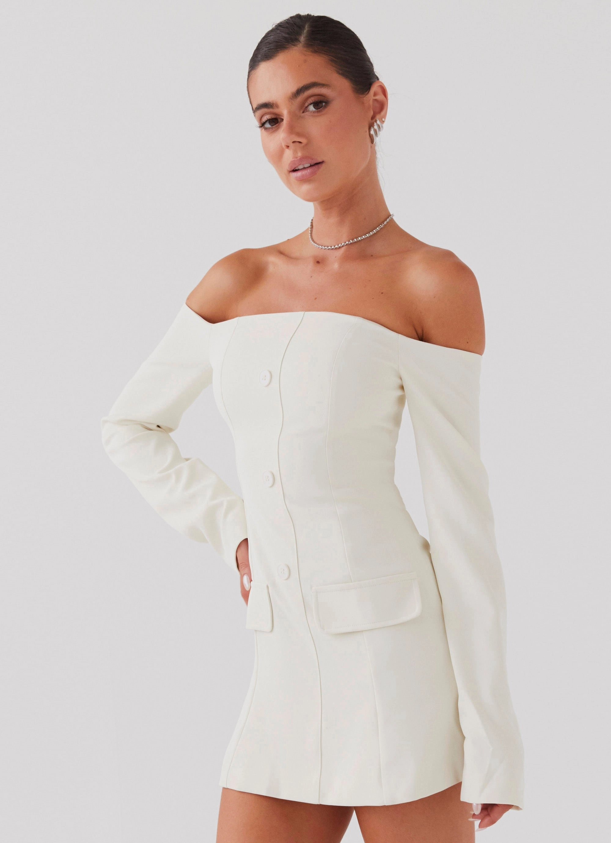 Dominique Blazer Mini Dress - Ivory Perfect Fit Look