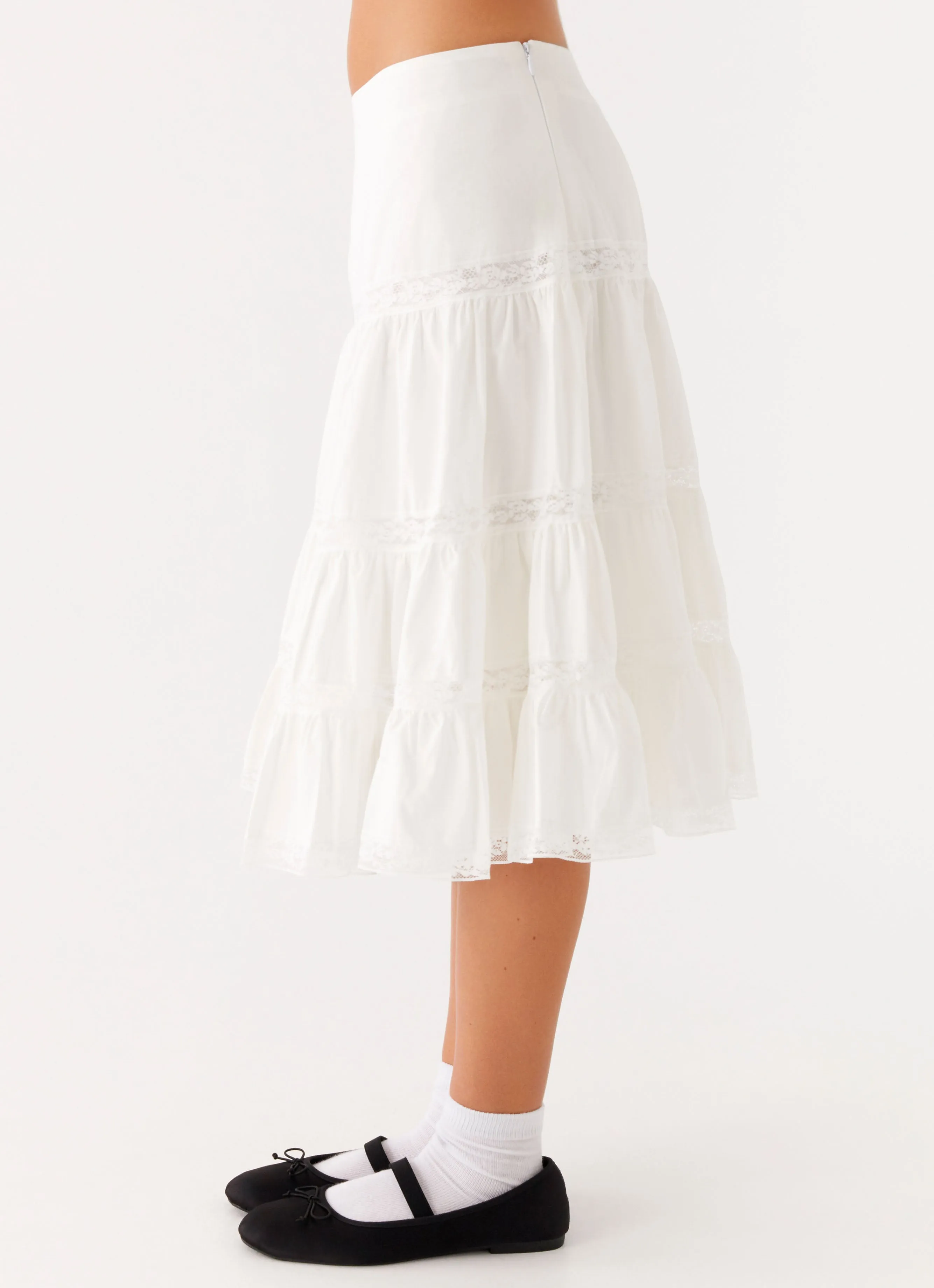 Seasonal Layering Good Vibes Midi Skirt - White