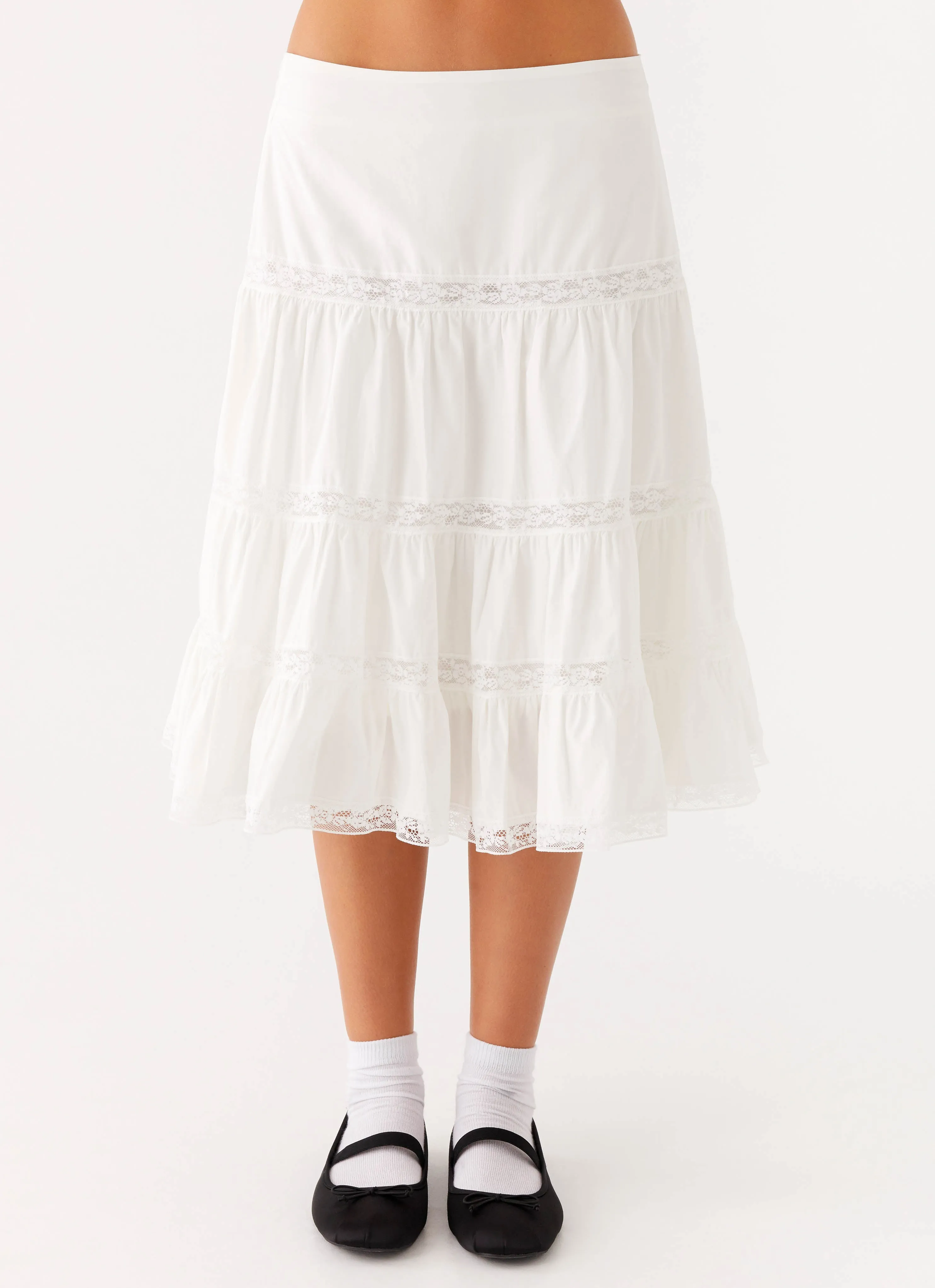 Good Vibes Midi Skirt - White Classic Touch