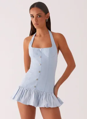 smooth zipper Georgina Denim Mini Dress - Light Blue Georgina Denim Mini Dress - Light Blue Soft Touch Abstract art