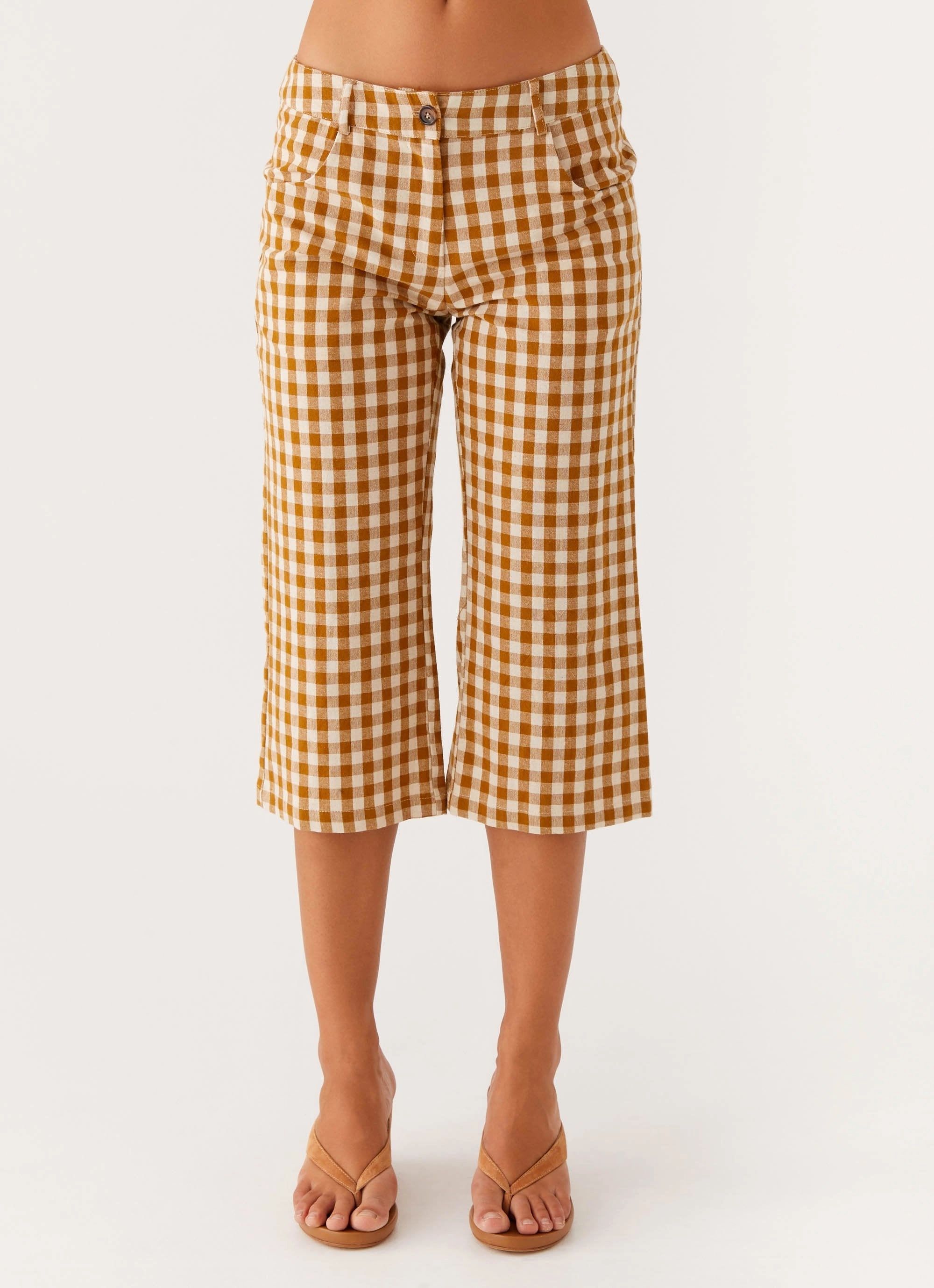 Body Sculpting Radley Capri Pants - Brown Gingham