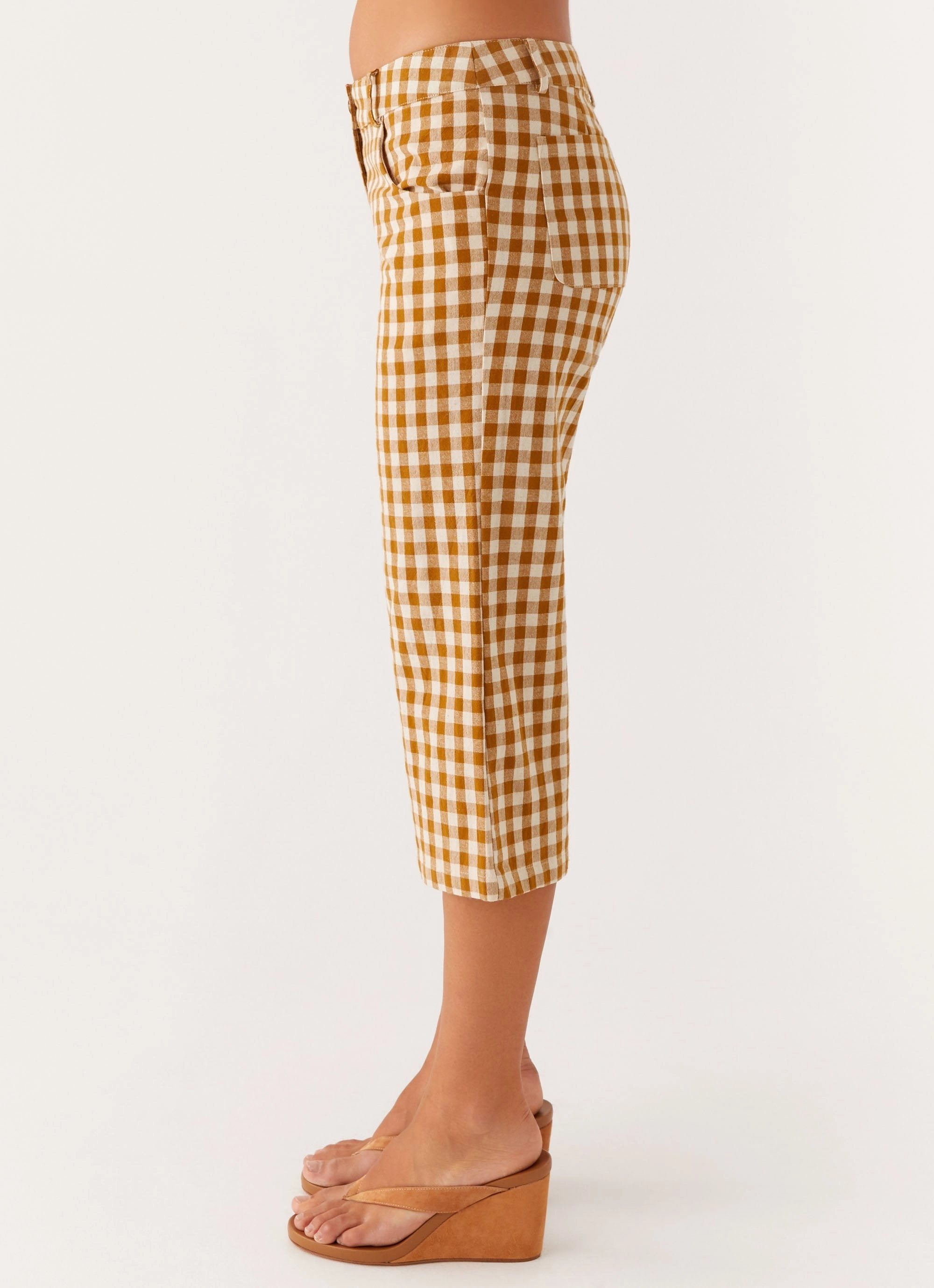 Radley Capri Pants - Brown Gingham Lightweight Layer