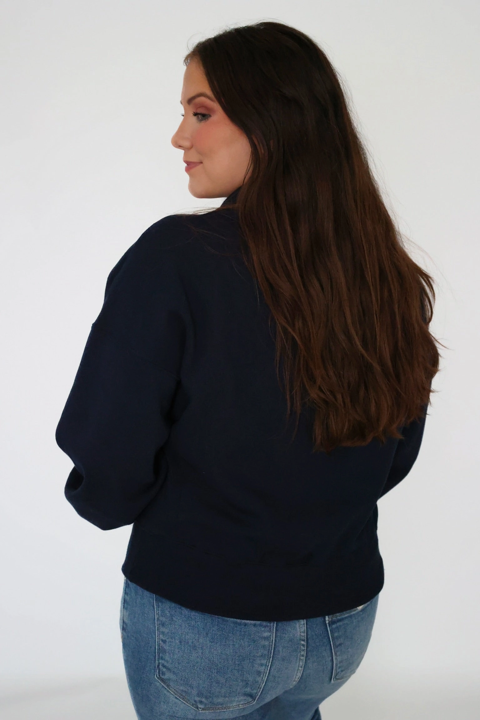 Wear Resistant Edge Eco friendly materials Sporty Half Zip Sweatshirt- Navy